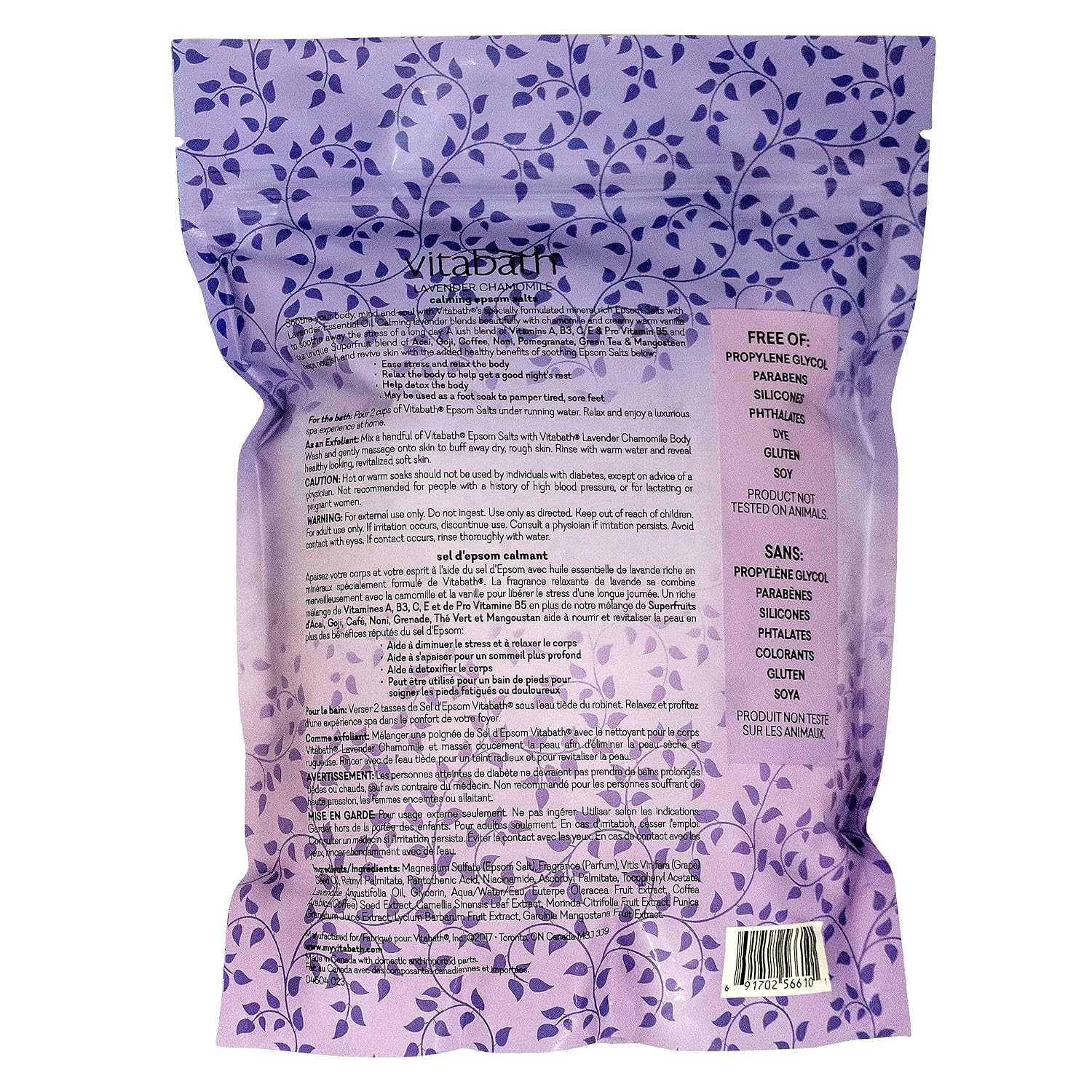 Vitabath Lavender Chamomile Epsom Salts Relaxing Detox Aromatherapy