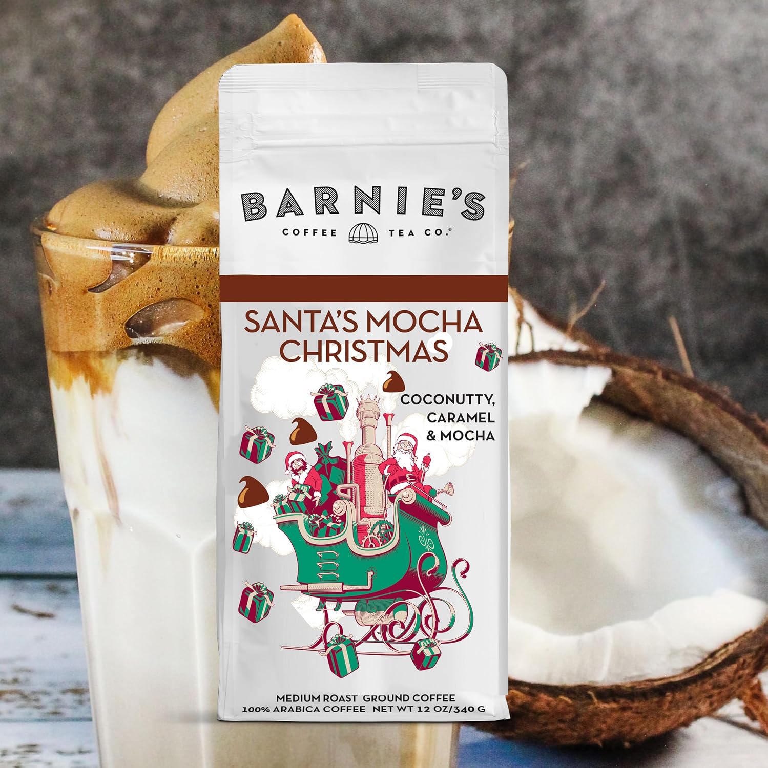 Barnie's Coffee English Salted Toffee Ground Coffee with Caramel, Molasses and Salted Creamy Butter Flavors, Medium Roasted Arabica Coffee Beans