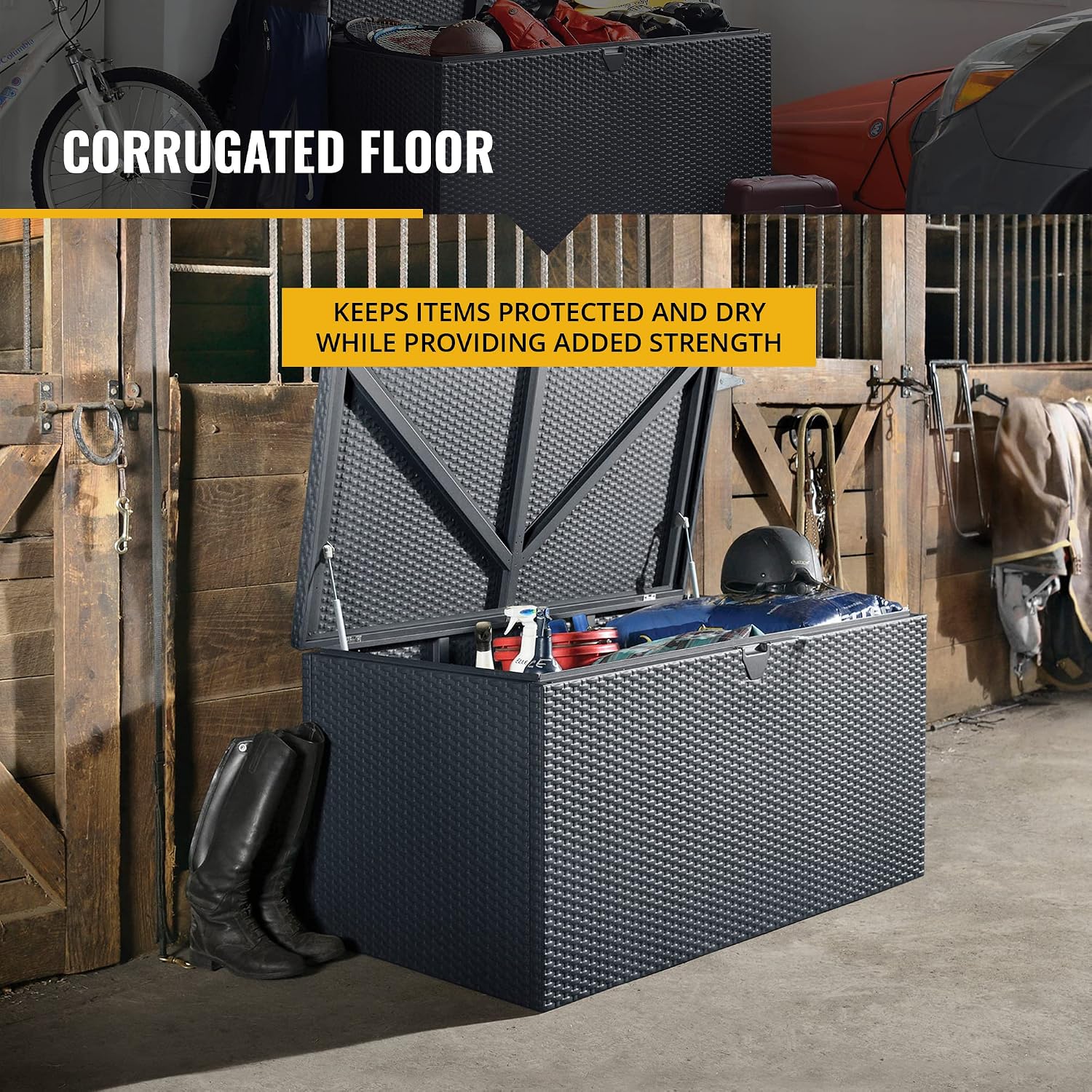 Arrow 4' x 2' x 2' Spacemaker Espresso 134 Gallon Hot-Dipped Galvanized Steel Storage Deck Box