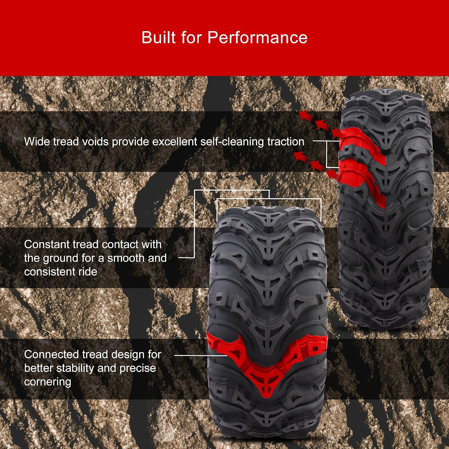 Tusk Mud Force® Tire 25x10-12 – Off-Road ATV/UTV Tire All-Terrain Mud Traction