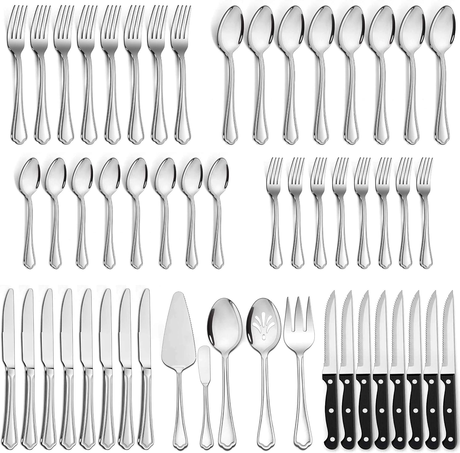 LIANYU 77-Piece Silverware Flatware Set for 12, Stainless Steel Cutlery Set