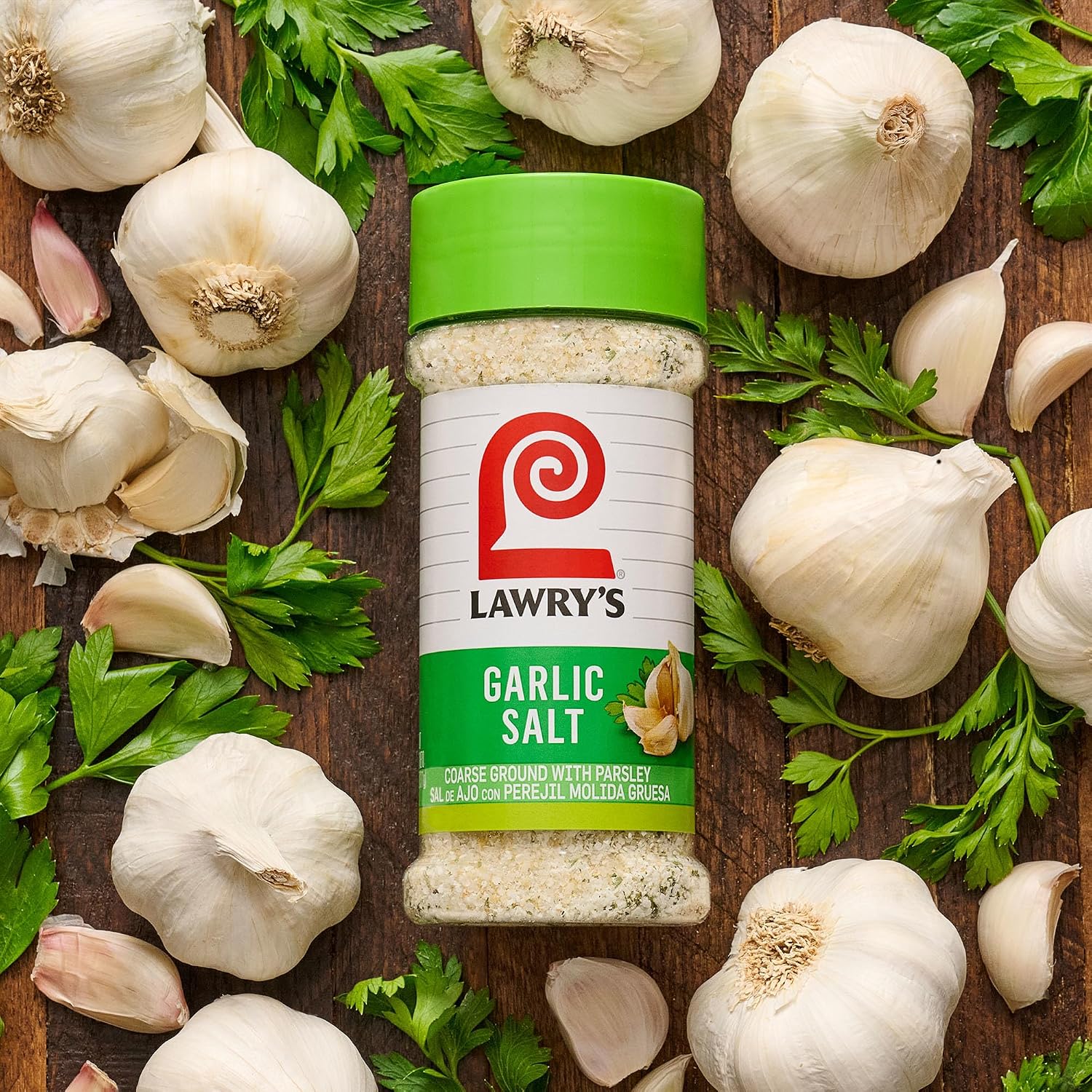 Lawry’s Garlic Salt, Coarse Ground with Parsley, No MSG Added, Kosher Certified, Flavorful Salt for Chicken, Pork & Steak, 11 oz