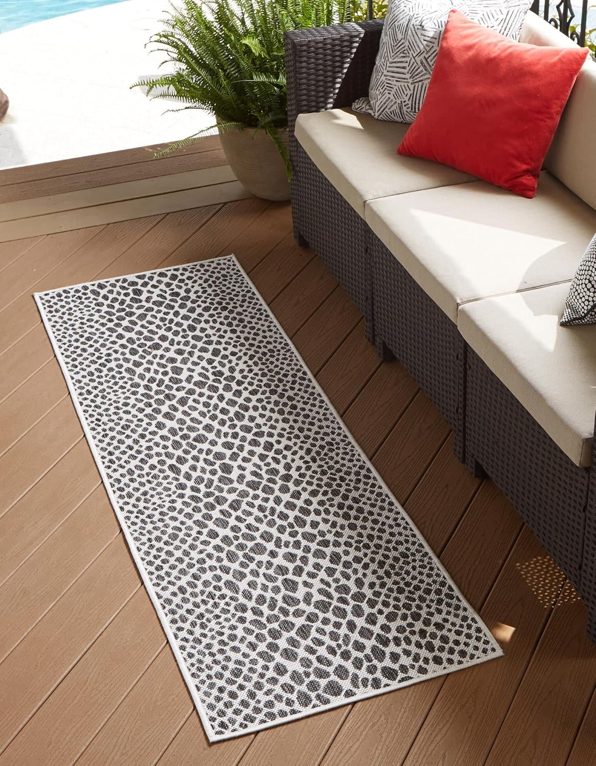 Unique Loom Outdoor Collection Area Rug - Cape Town (9' x 12' Rectangle, Blue/Ivory)