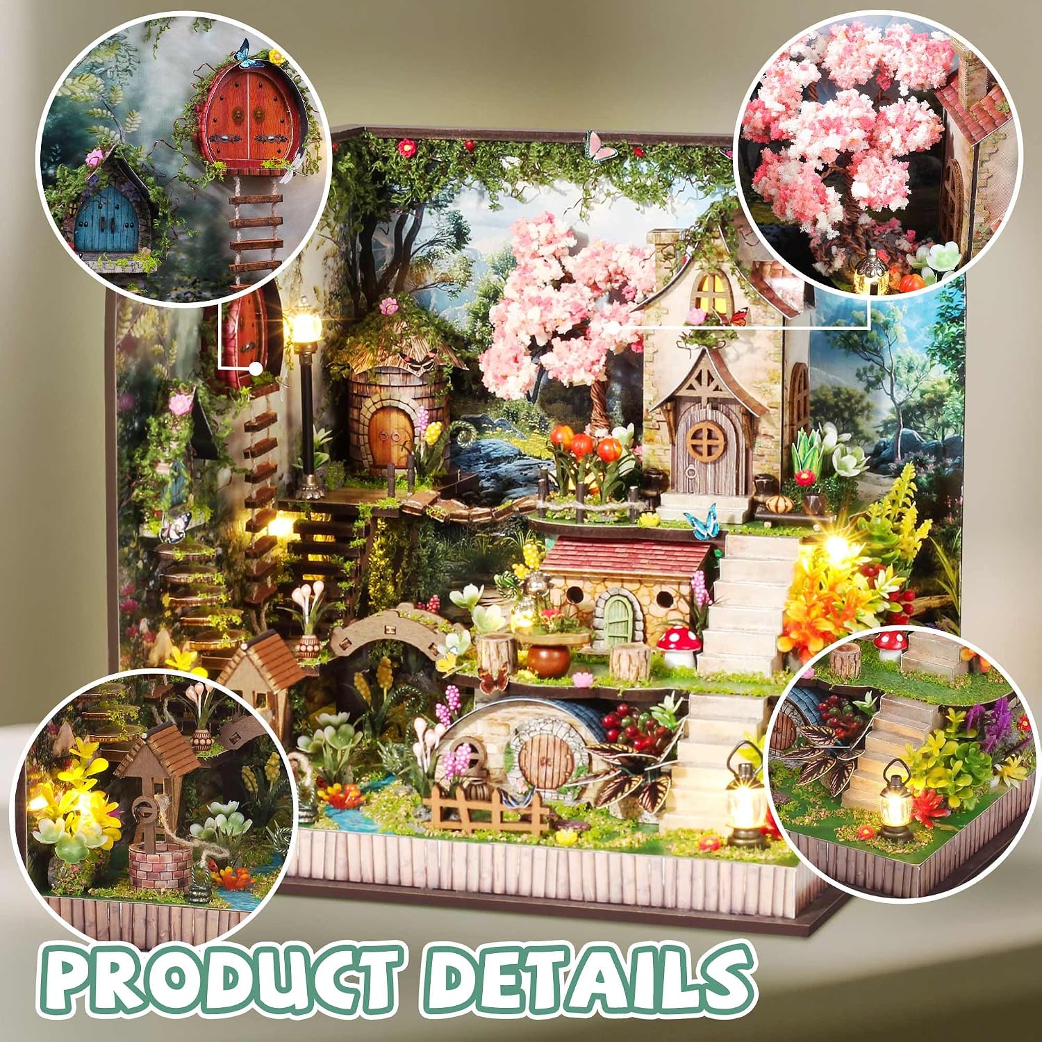 Kisoy Romantic and Cute Dollhouse Miniature DIY House Kit Creative Room Perfect DIY Gift for Friends,Lovers and Families (Sunny Holiday Time)