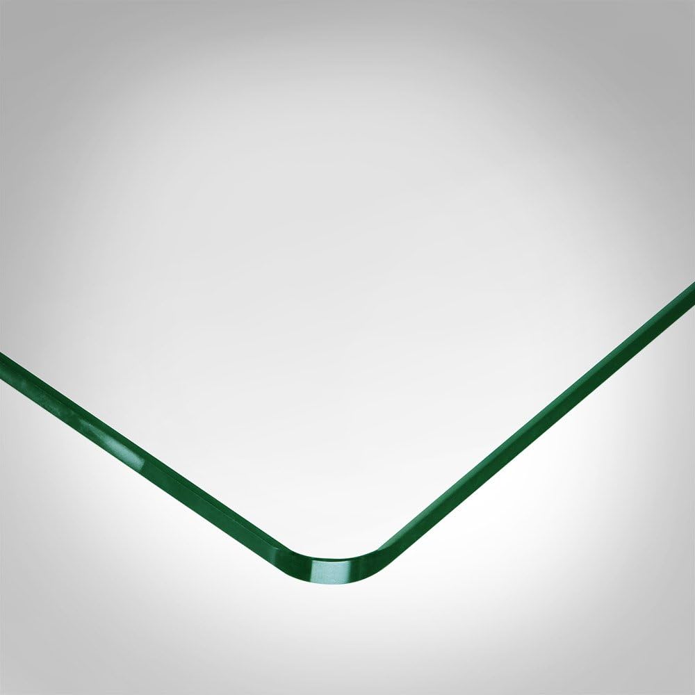 16 inch Square Glass Table Top - Tempered - 1/2" Thick Glass Surface, Safe Beveled Edge, Eased Corners, Multipurpose for Dining Table, Patio, Coffee and End Table