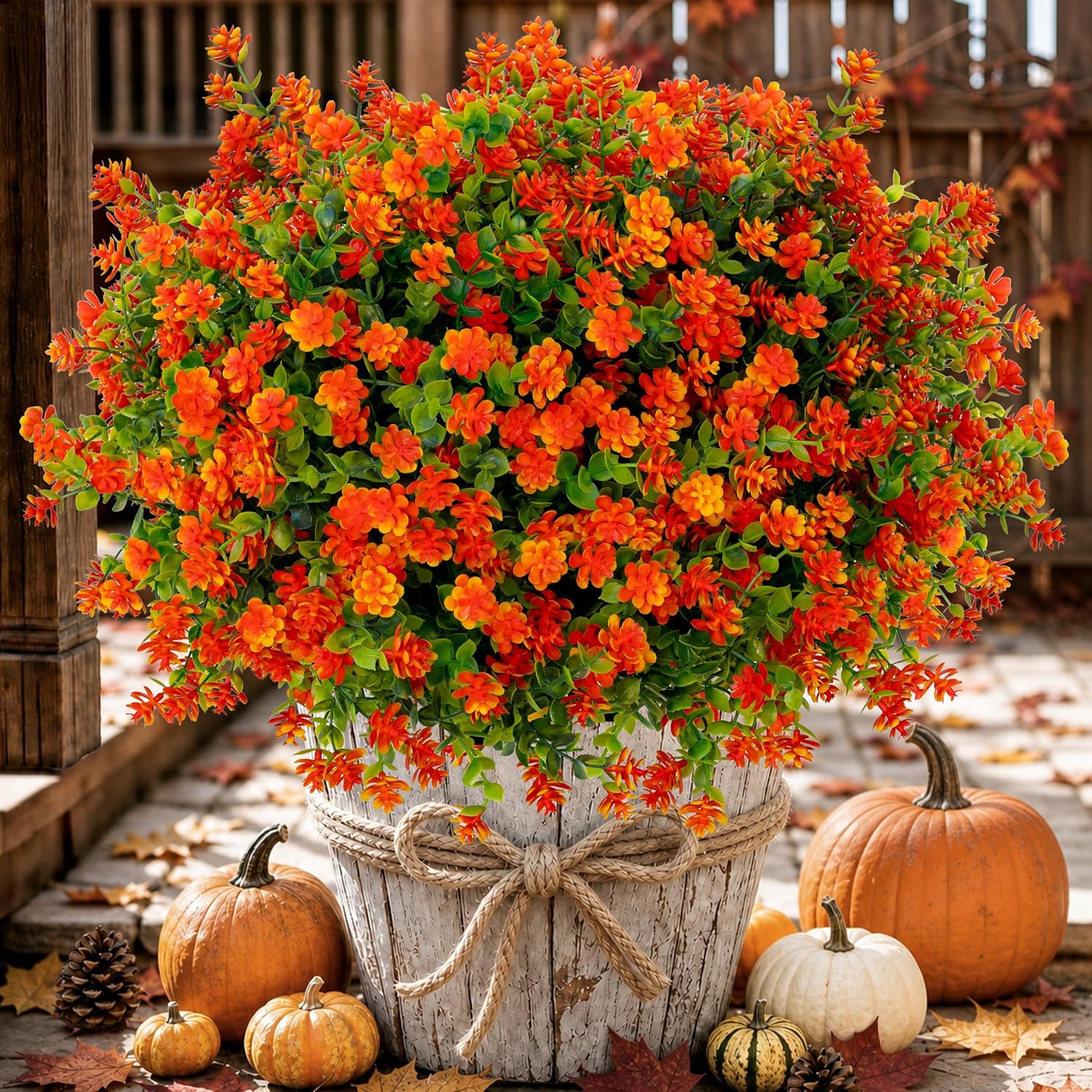 AXYLEX Artificial Flowers for Outdoors, 12 Bundles Fake Plants (Yellow) | UV resistant faux plastic flowers, no fade artificial greenery – garden, patio, porch & home