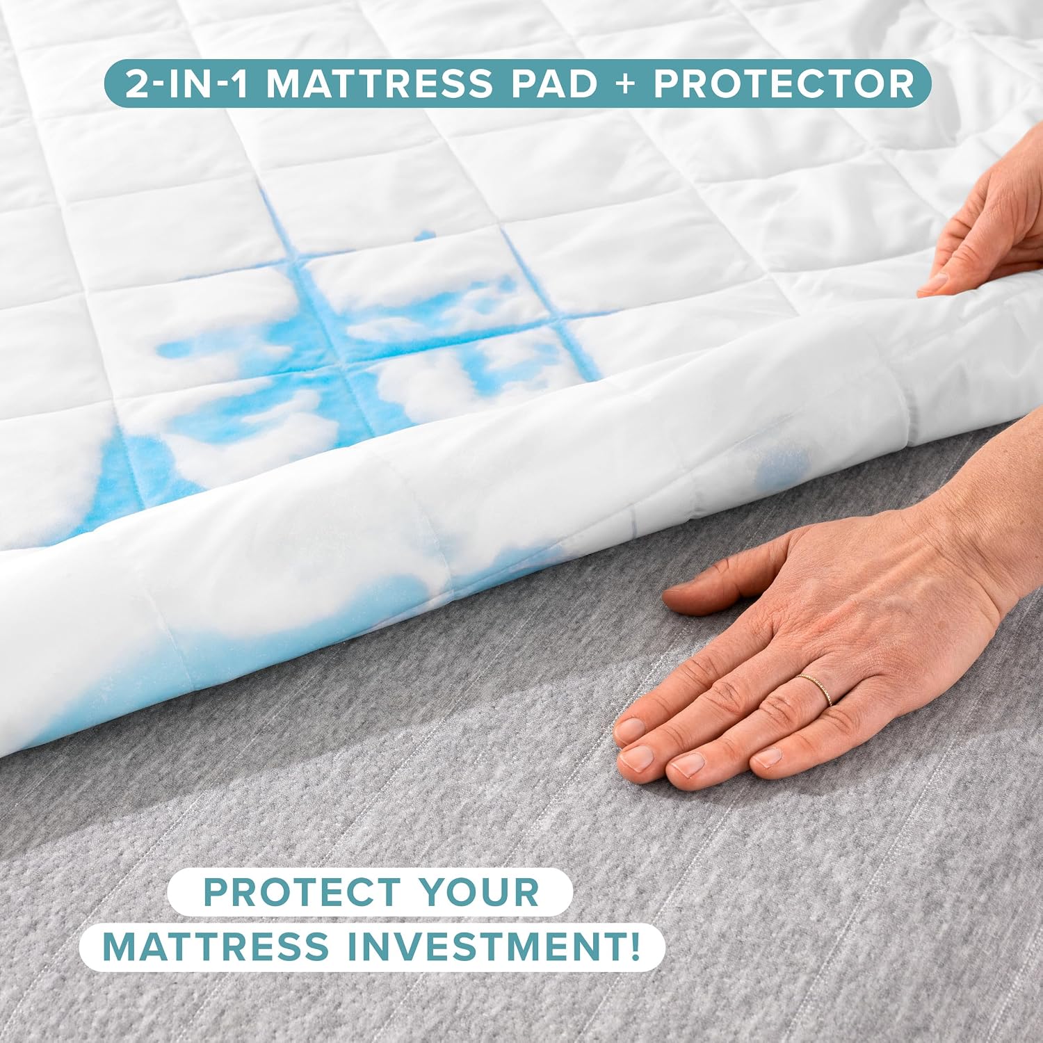 Bare Home Queen Size Mattress Protector - 100% Waterproof & Breathable - Premium Cooling Mattress Cover - Protects Against Spills - Vinyl Free Noiseless - Protect Your Mattress (Queen, White)