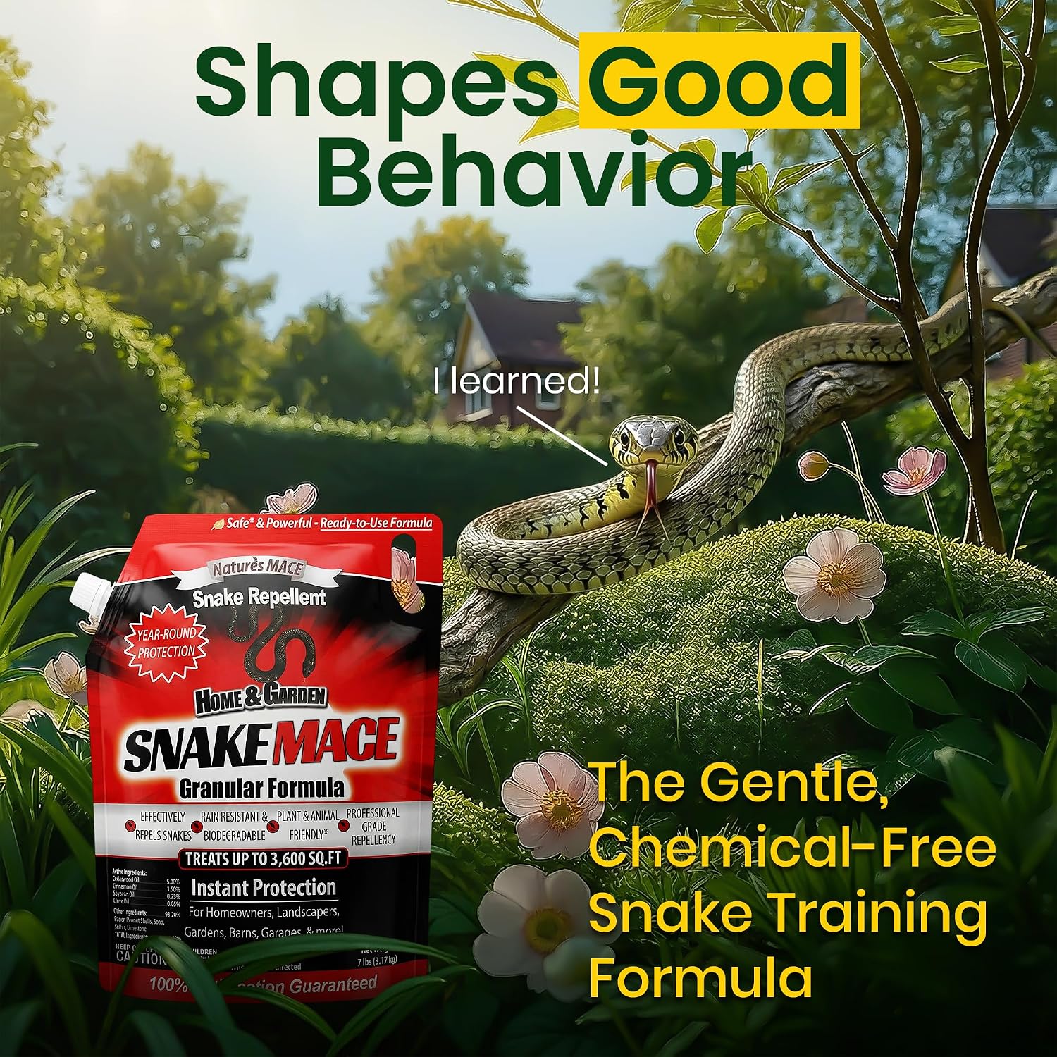 Nature's MACE Snake Mace Snake Repellent 48 oz Granules | Snake Repellent Granules for Yard, Outdoor Use, Keep Away Reptiles, Home, Garden, Granular Deterrent, Plant Friendly.