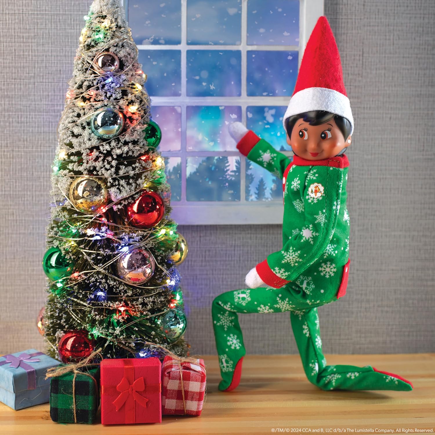 The Elf on the Shelf Claus Couture Collection Snowflake Skirt & Scarf – Red and White Holiday Outfit for Scout Elves – Festive Elf Clothes Accessory – Scout Elf Not Included