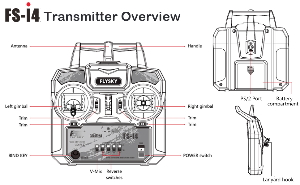 Flysky FS-i4 RC Transmitter with FS-A6 Receiver