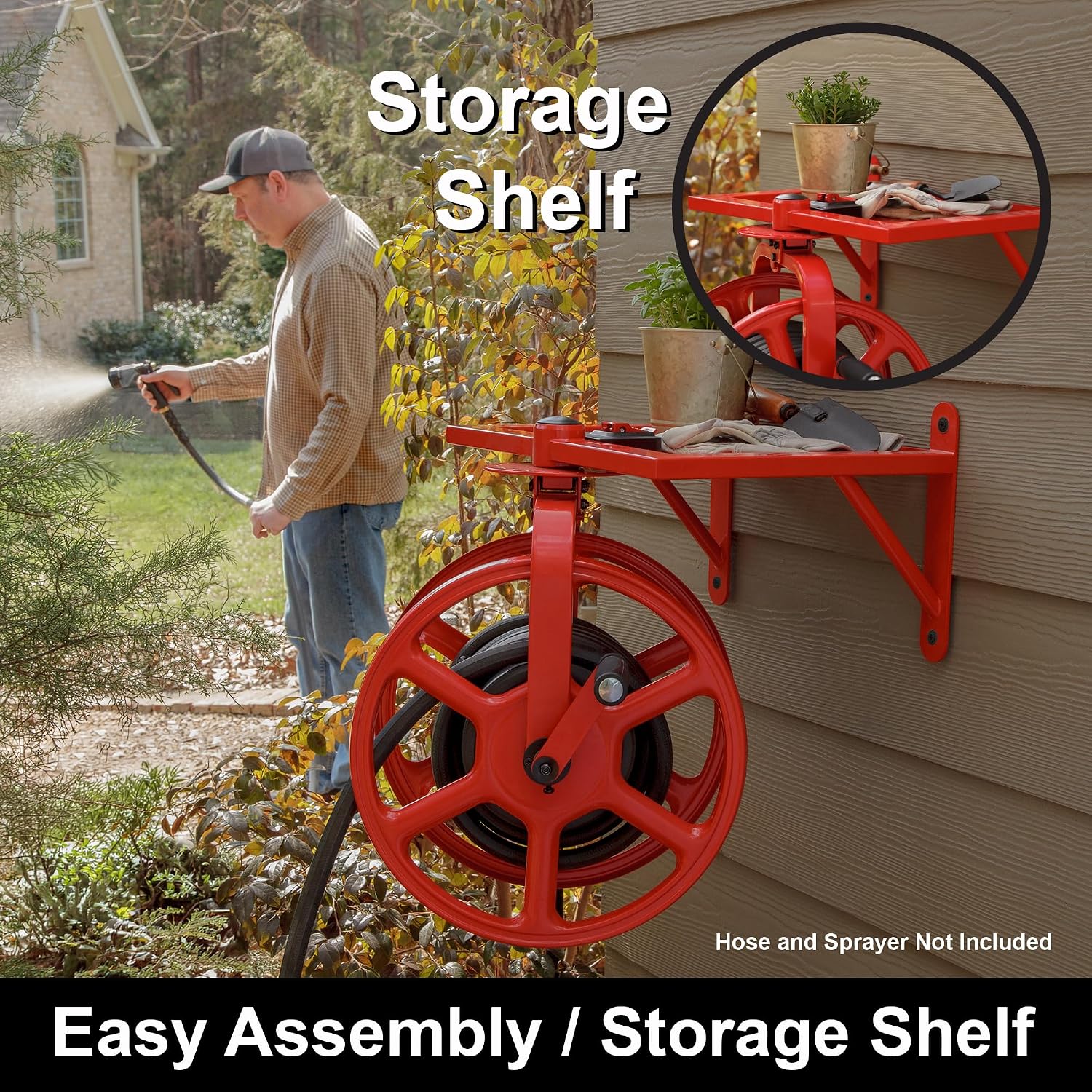 Liberty Garden 710 Navigator Rotating Garden Hose Reel, Holds 125-Feet of 5/8-Inch Hose - Bronze