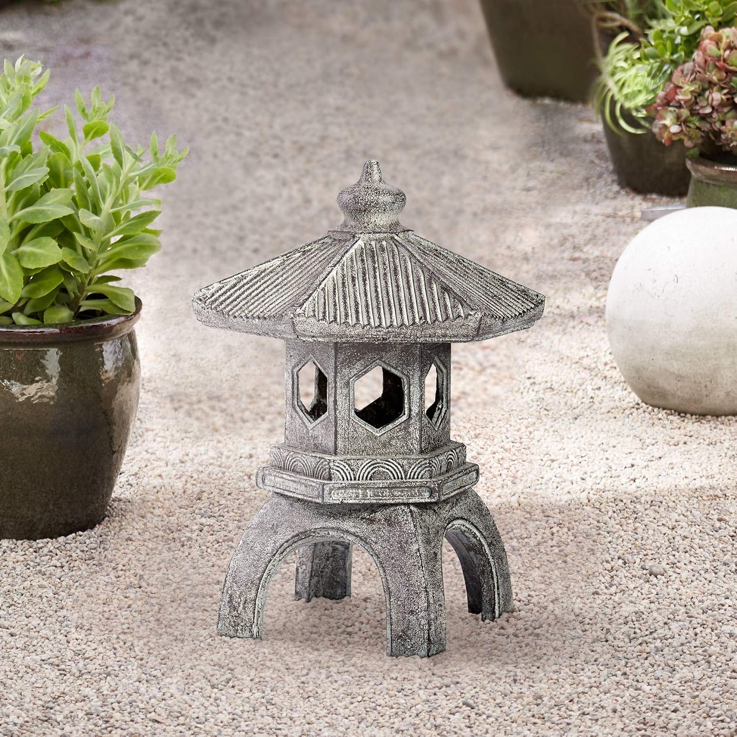 John Timberland Pagoda 16 1/2" High Old Stone Indoor-Outdoor Statue | Sculpture Asian Japanese Garden Decor Front Porch Patio Yard Outside Home
