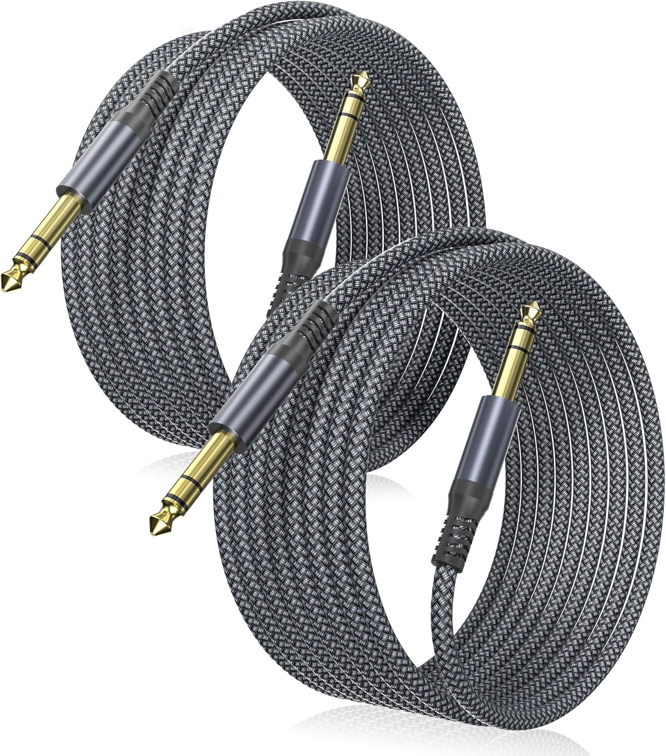 Elebase 1/4 Inch TRS Instrument Cable 10FT 2Pack,6.35mm Male Guitar Cord 3M