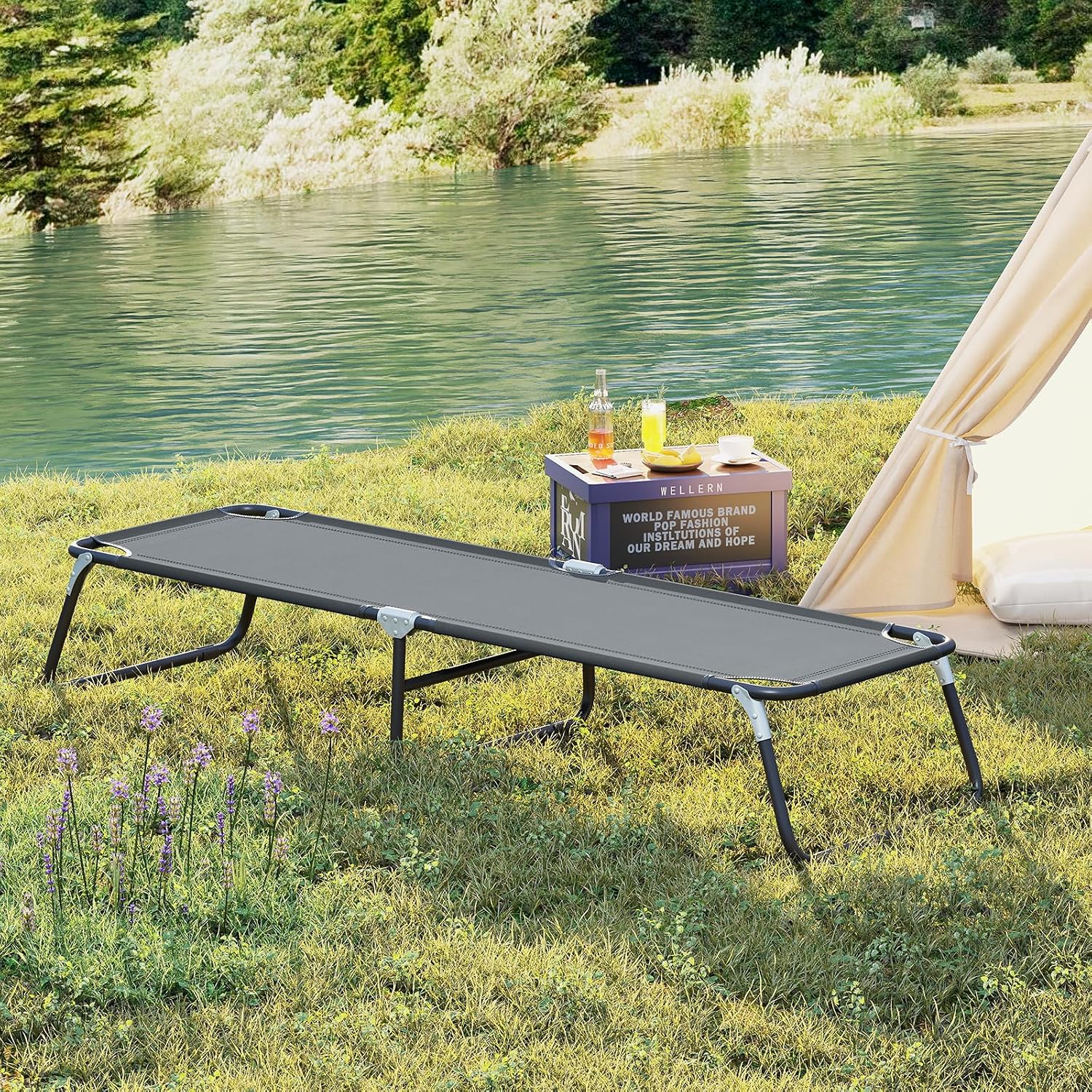 Goplus Folding Camping Cot, Sleeping Cots for Adults Kids