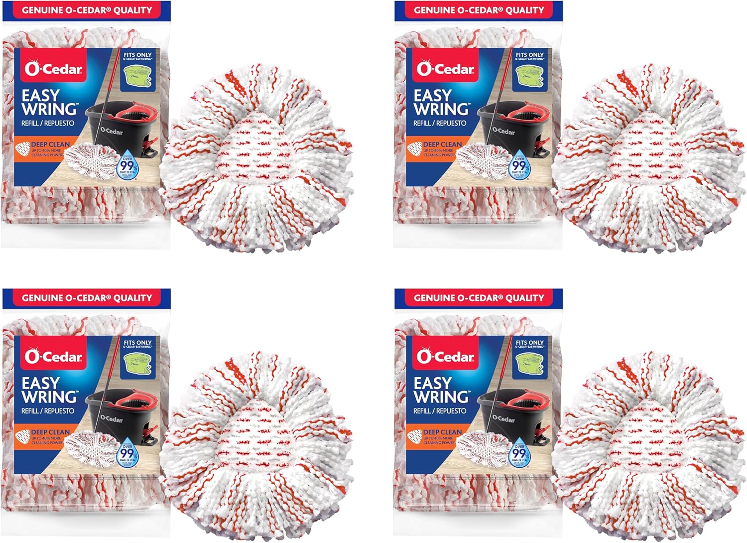 O-Cedar EasyWring Spin Mop Microfiber Refill (Pack of 4)