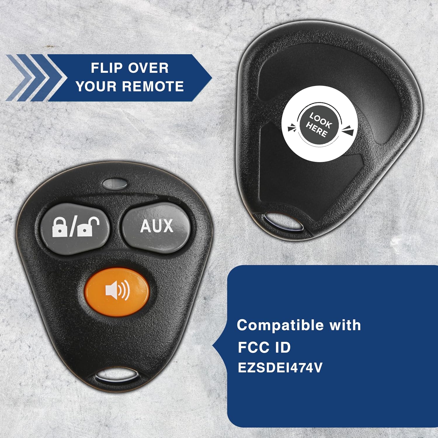 KeylessOption Keyless Entry Remote Starter Car Key Fob Alarm for Aftermarket Viper Automate EZSDEI474V 473V