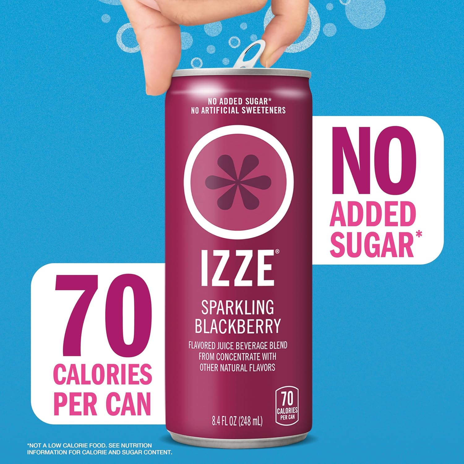 IZZE Sparkling Water Juice Beverage Blend, Pineapple, No Sugar Added, 8.4 FL OZ, 24 Cans