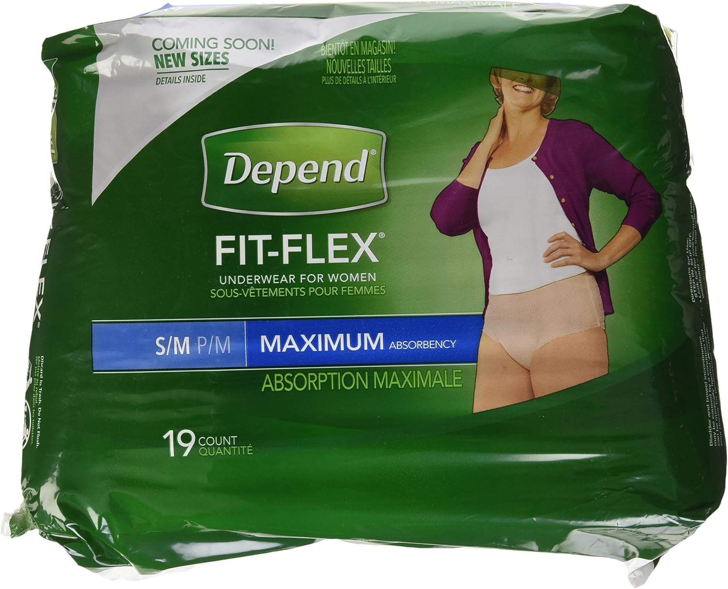 Depend FIT-FLEX Incontinence Underwear for Women, Disposable, Maximum Absorbency, Large, Blush, 52 Count (2 Packs of 26) (Packaging May Vary)