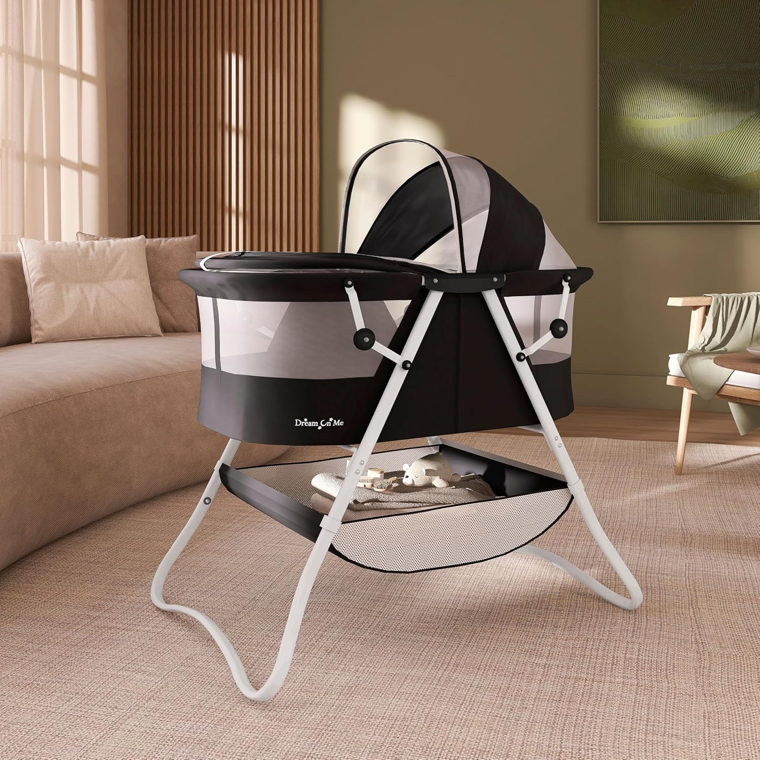 Dream On Me Karley Bassinet in Grey and Pink