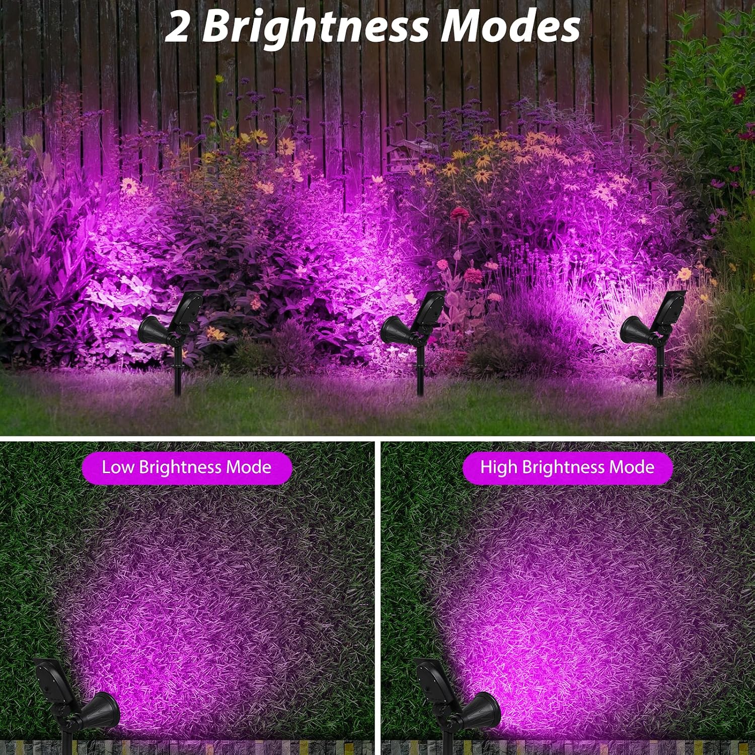 T-SUN Color Changing Solar Spot Lights Outdoor Waterproof, 7 LEDs, 2 Pack | 7 Color Changing Modes, IP65 Waterproof Dusk to Dawn Solar Uplights for Tree, Patio, Yard, Garden, Driveway, Pool Area