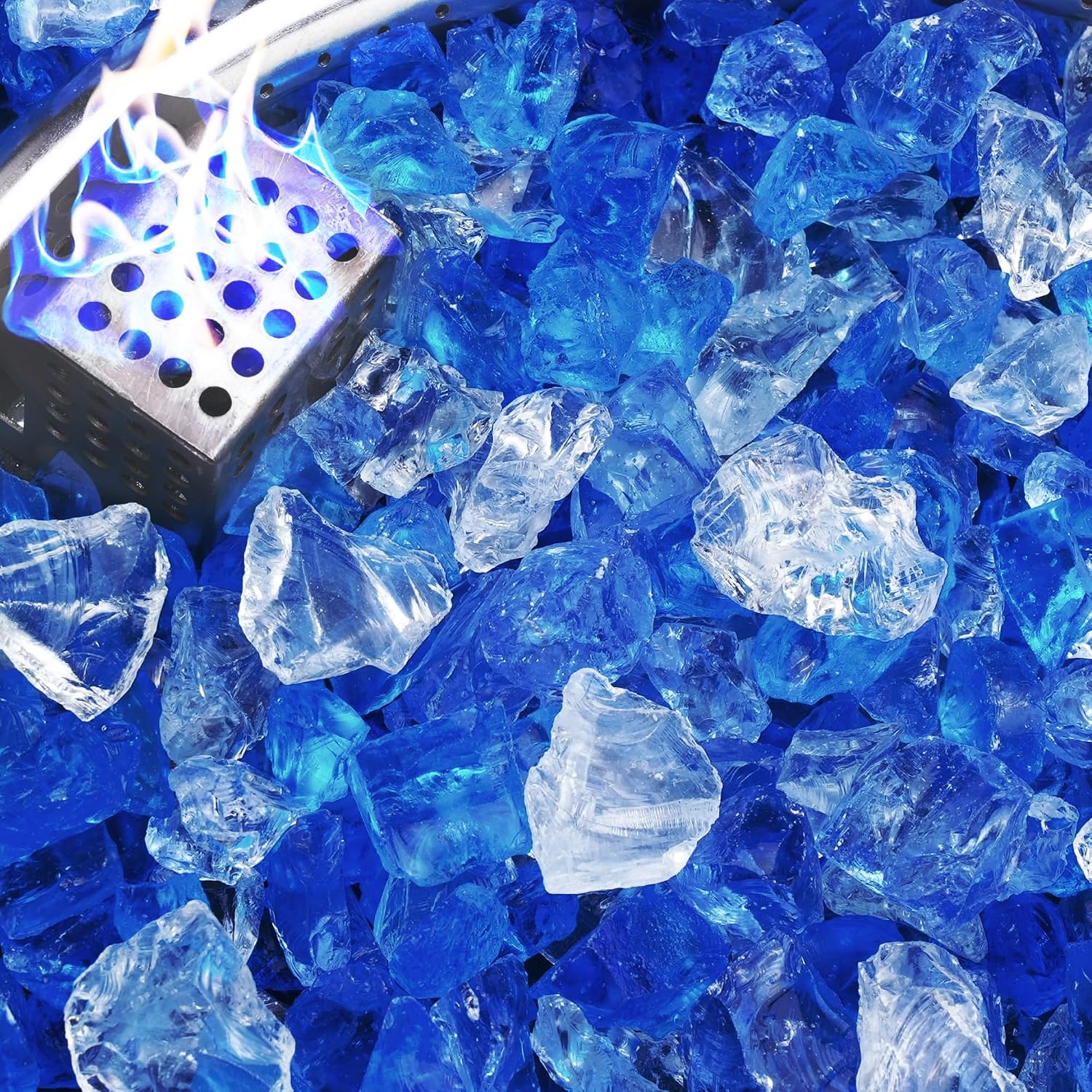 NUPICK 20 Pound Fire Glass, 1/2 Inch Reflective Fire Pit Glass