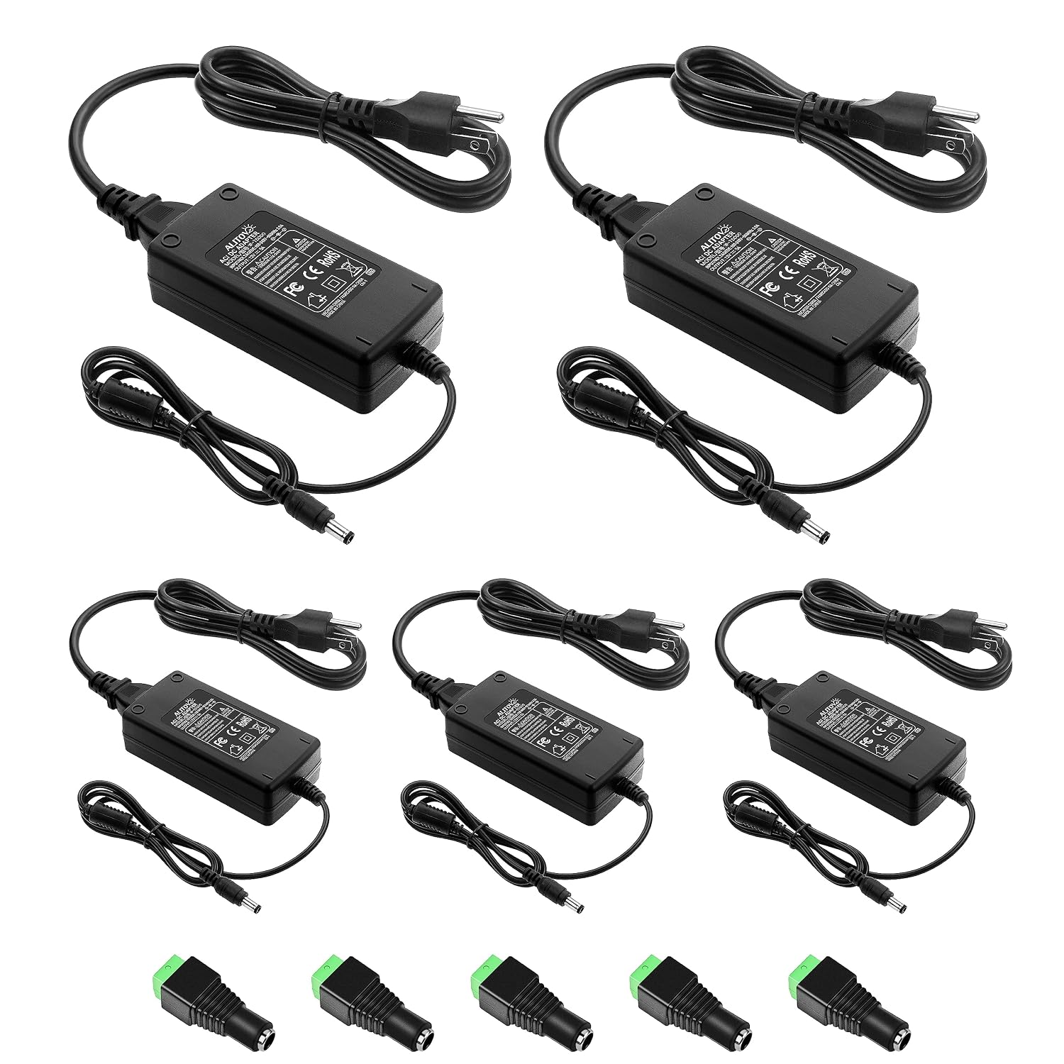 ALITOVE DC 12V 5A Power Supply Adapter Converter Transformer 60W AC 100-240V Input with 5.5x2.5mm DC Output Jack for 5050 3528 LED Strip Module Light