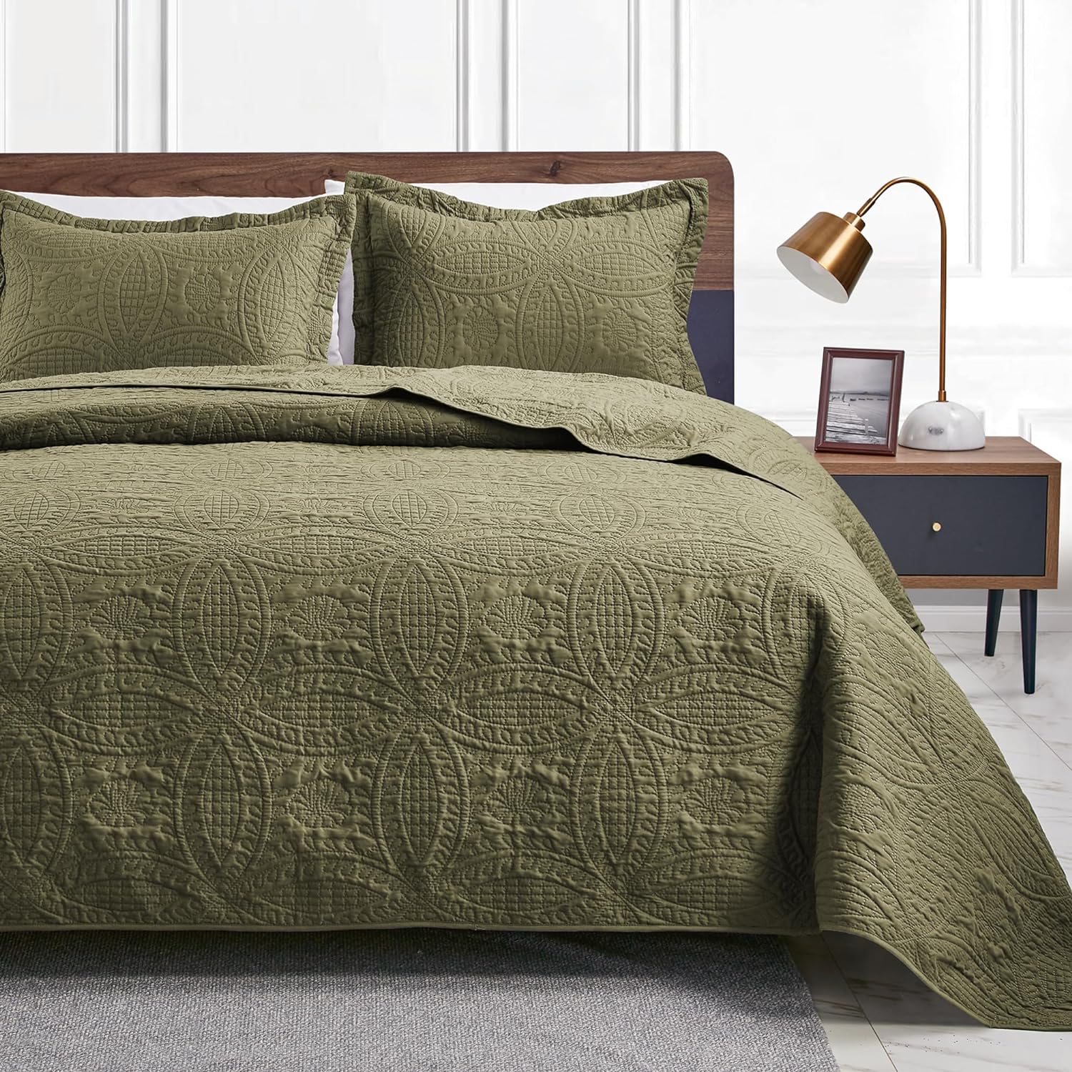 Love's cabin Quilts for Queen Bed Blue Bedspreads - Soft Bed Summer Lightweight Bedspread Comforter - Modern Style Coin Pattern Coverlet for All