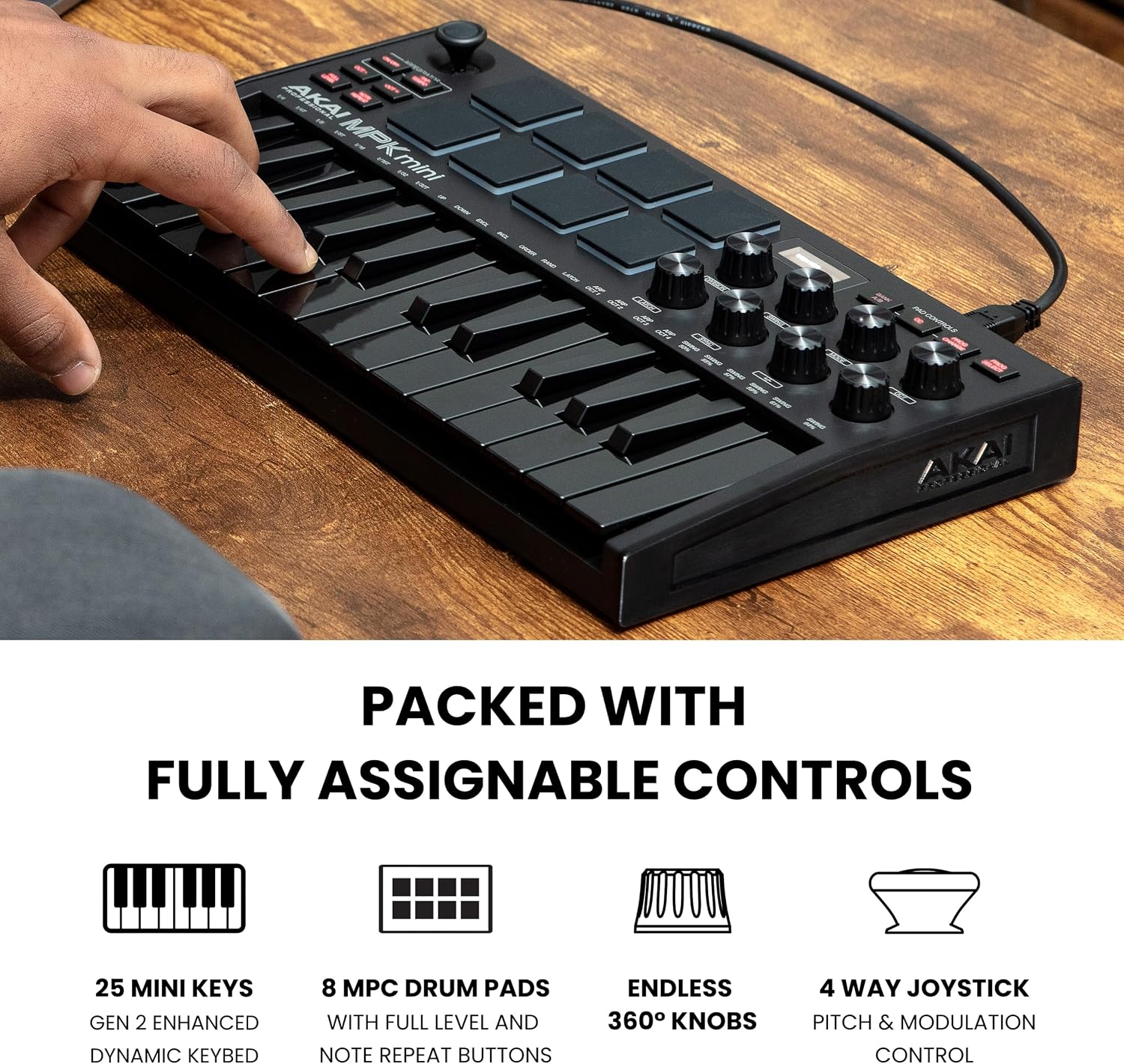 Akai Professional MPK Mini MK3 25-Key USB MIDI Keyboard Controller, Black