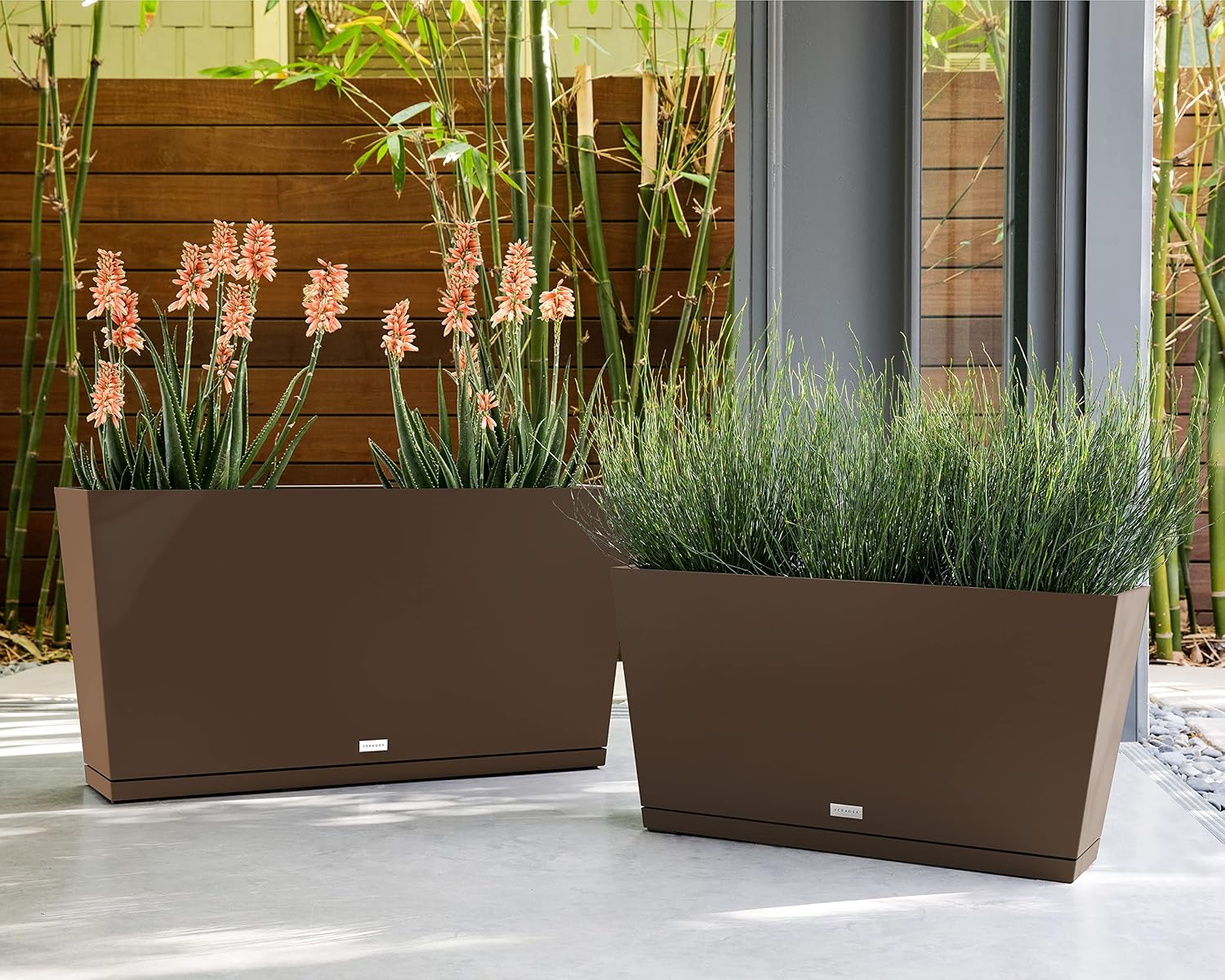 Veradek Pure Series Midori Planter - Wide Outdoor Planter | Made From Durable Plastic With Pre-Drilled Drainage Holes. Modern Porch/Patio Décor for Plants, Flowers and Herbs