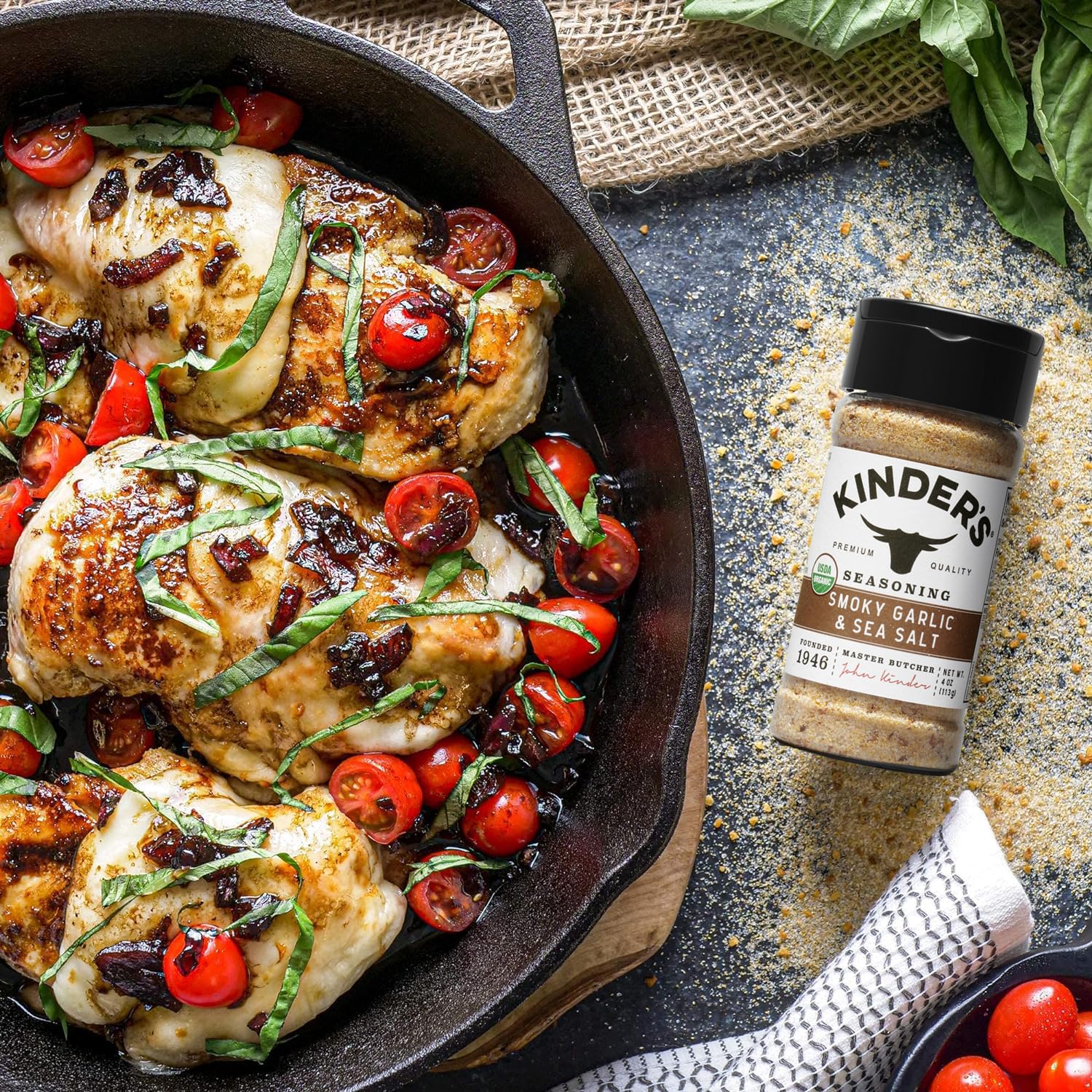 Kinder's Organic Buttery Garlic Salt, Premium Quality Seasoning, MSG Free and USDA Certified Organic, 2.75 oz