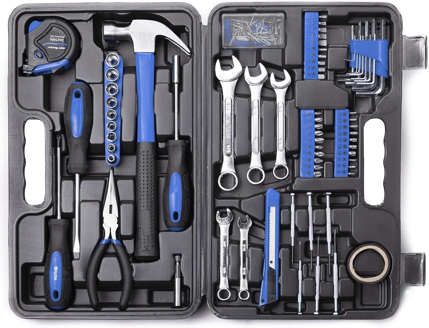 CARTMAN 148-Piece Automotive And Household Tool Set, Blue Repair Kit Case