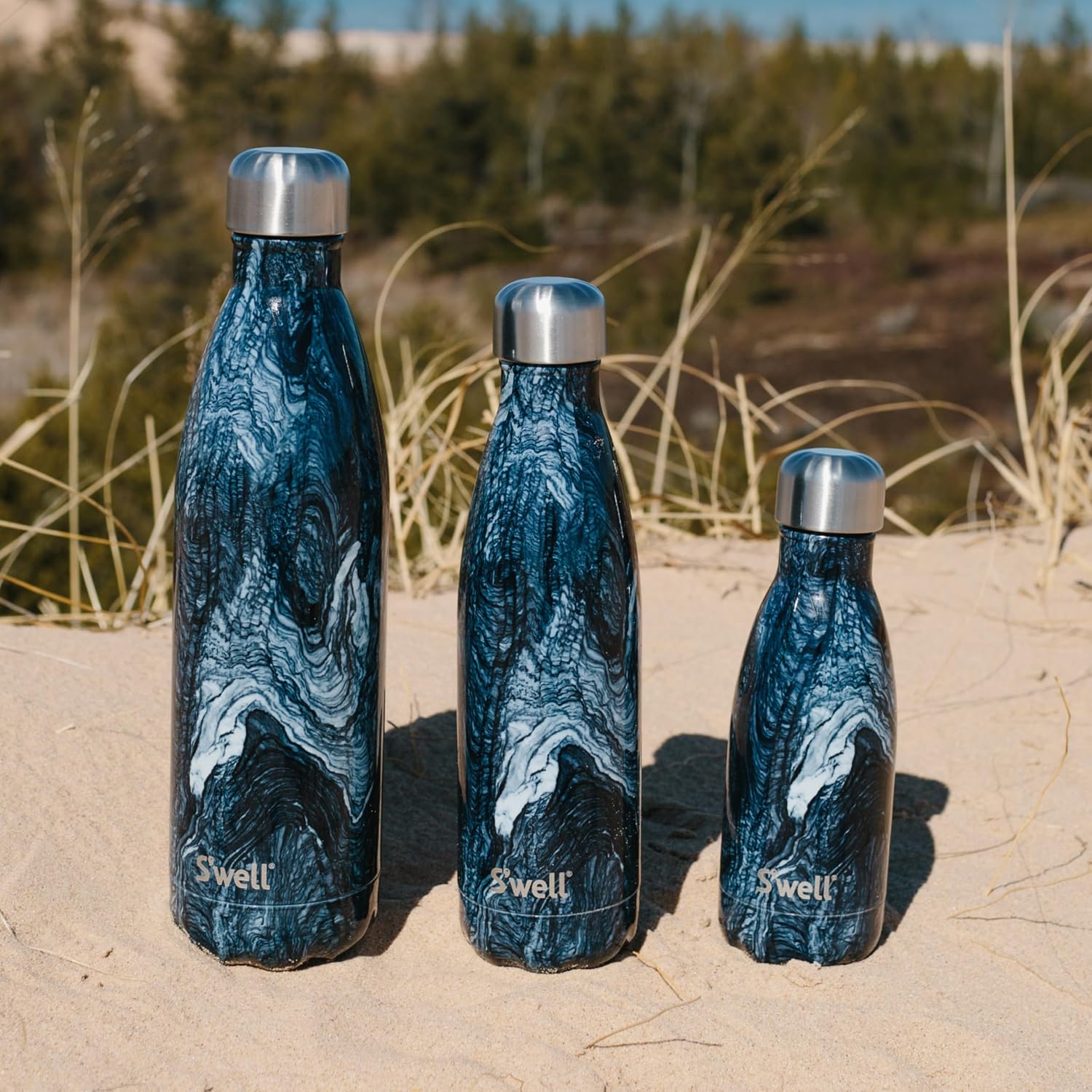 S'well Stainless Steel Water Bottle, 17oz, Blue Suede, Triple-Layered Vacuum Insulated Containers Keeps Drinks Cold for 36 Hours and Hot for 18, BPA Free, Perfect for On the Go