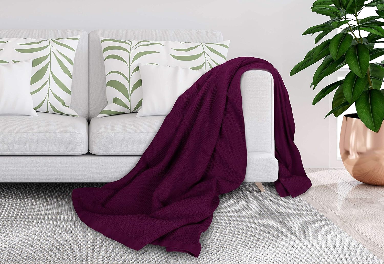 Crover All Season Waffle Premium Thermal Blanket Queen Size 90"x90" Durable Soft Cozy Breathable Weave Design 100% Cotton, Orchid Pink