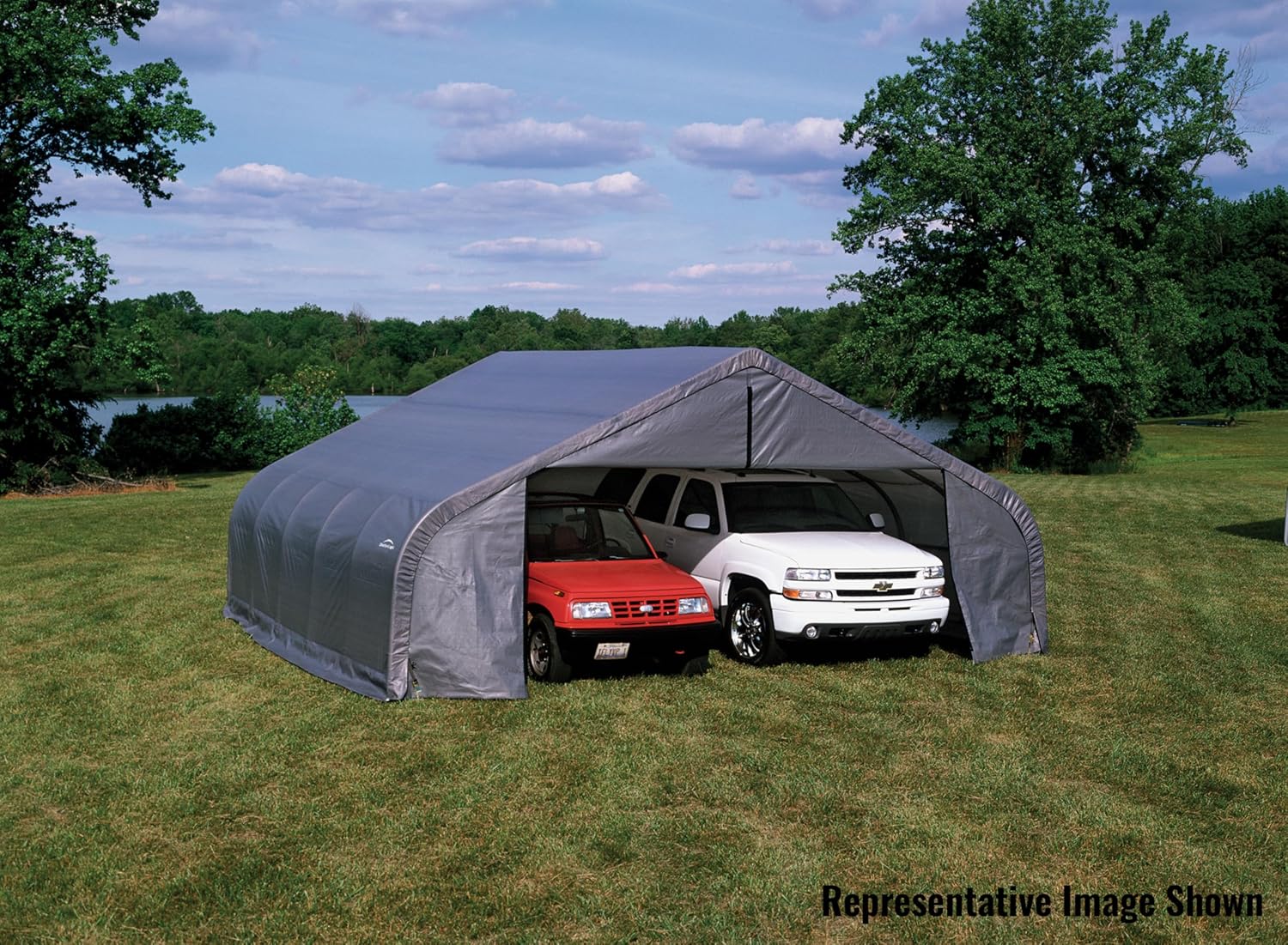 ShelterLogic ShelterCoat 22 x 20 x 1 ft Green Garage Peak
