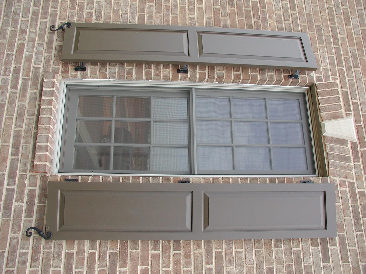 12"W x 36"H True Fit PVC Two Equal Raised Panel Shutters, Primed (Per Pair - Hardware Not Included)