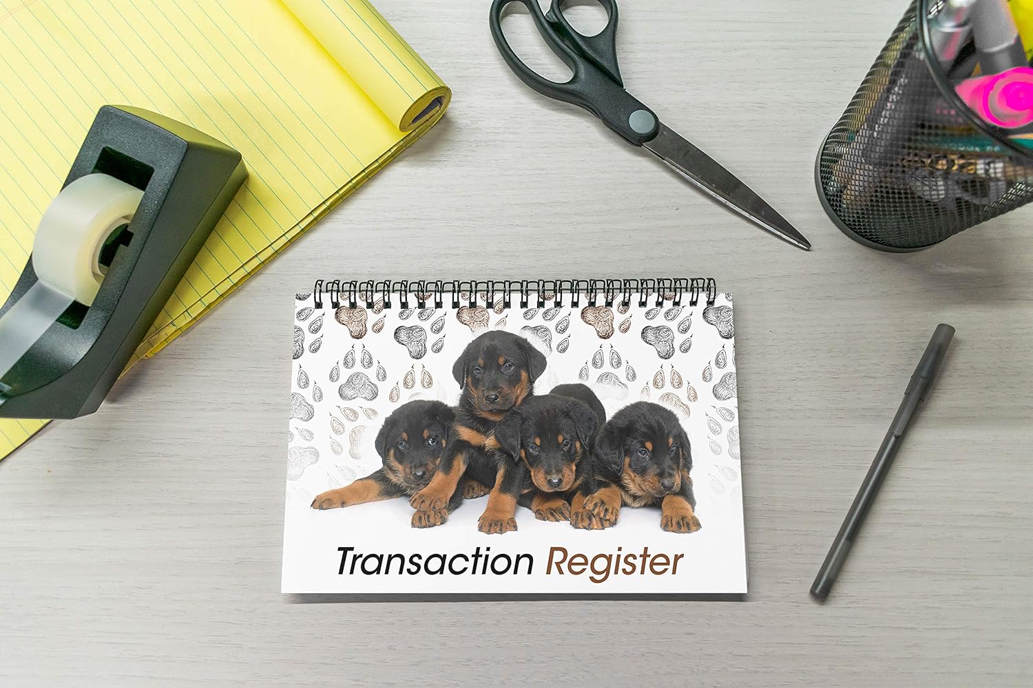 Side Spiral Bound Puppies Checkbook/Transaction Register