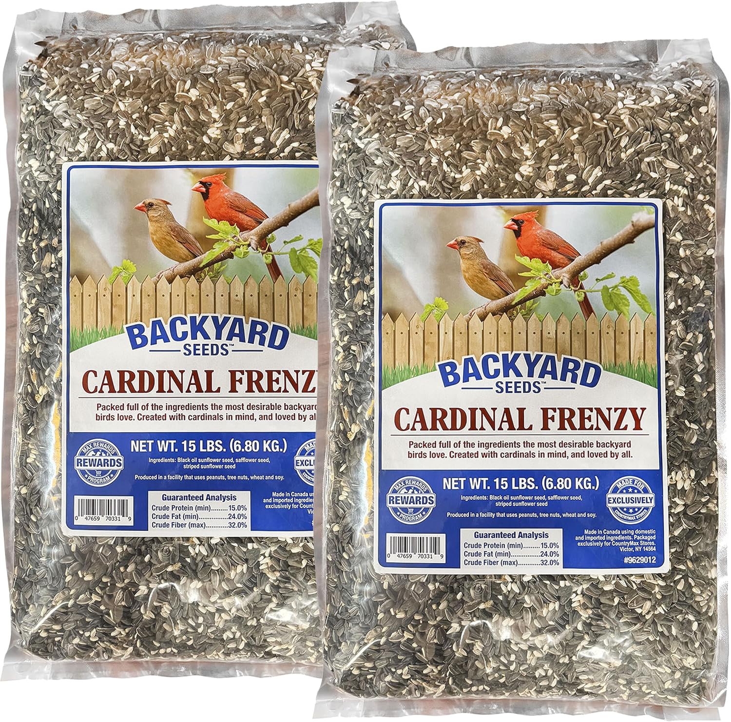 Backyard Seeds Cardinal Frenzy Bird Seed Mix - 5 lb - Premium Black Oil Sunflower & Safflower Blend - High-Energy Wild Bird Food for Cardinals, Finches, Grosbeaks - Resealable Bag (5 Pounds)