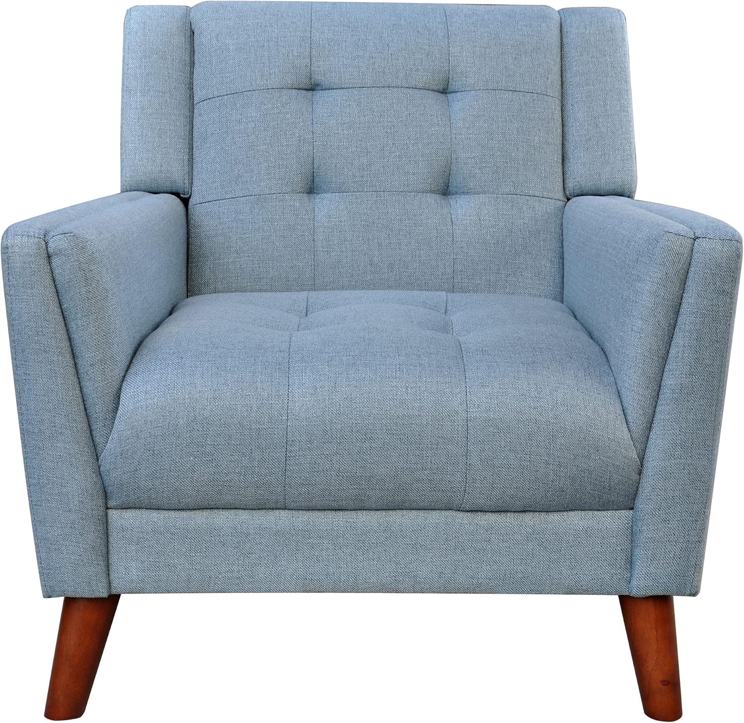 Christopher Knight Home Alisa Mid Century Modern Fabric Arm Chair, Blue and Walnut