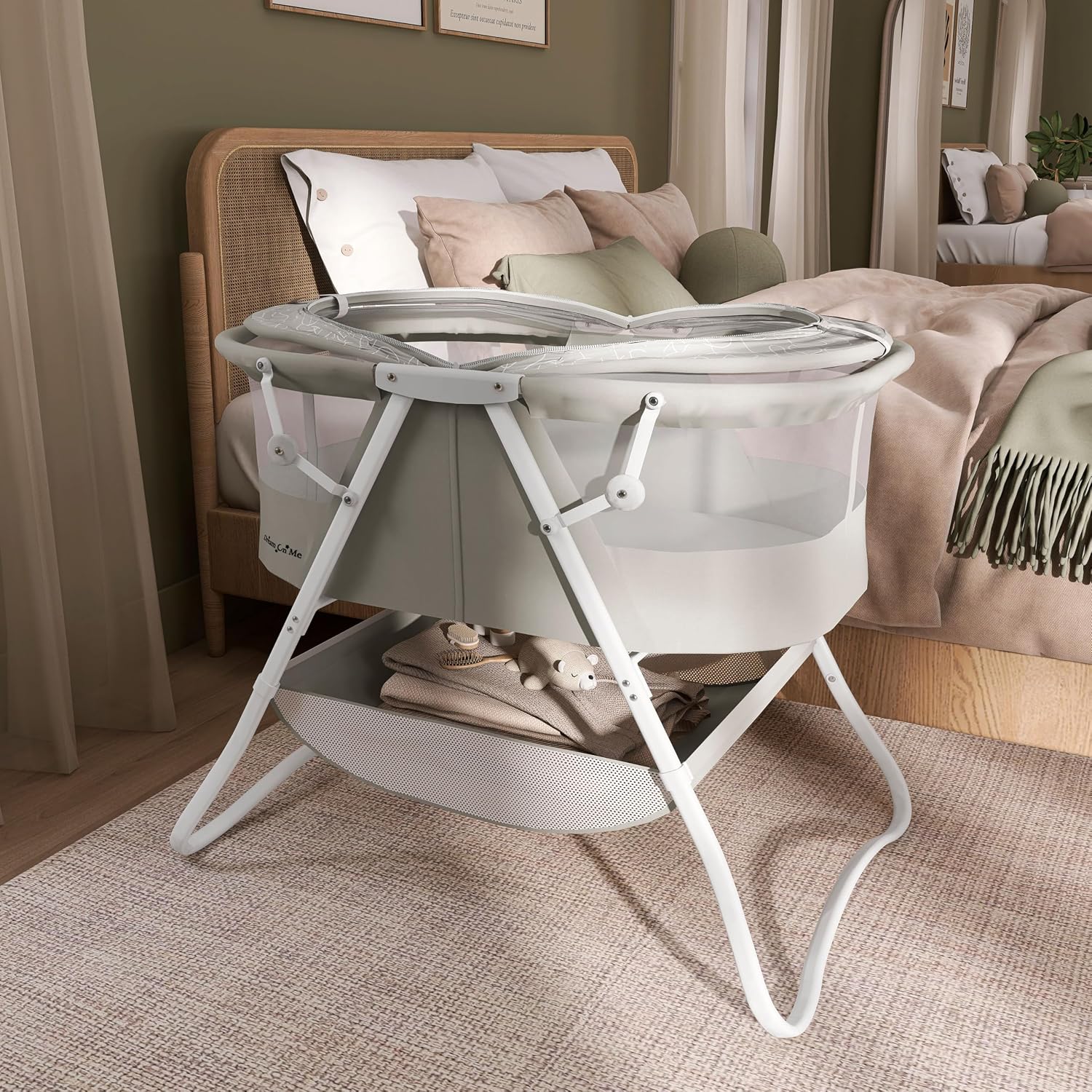 Dream On Me Karley Bassinet in Grey and Pink