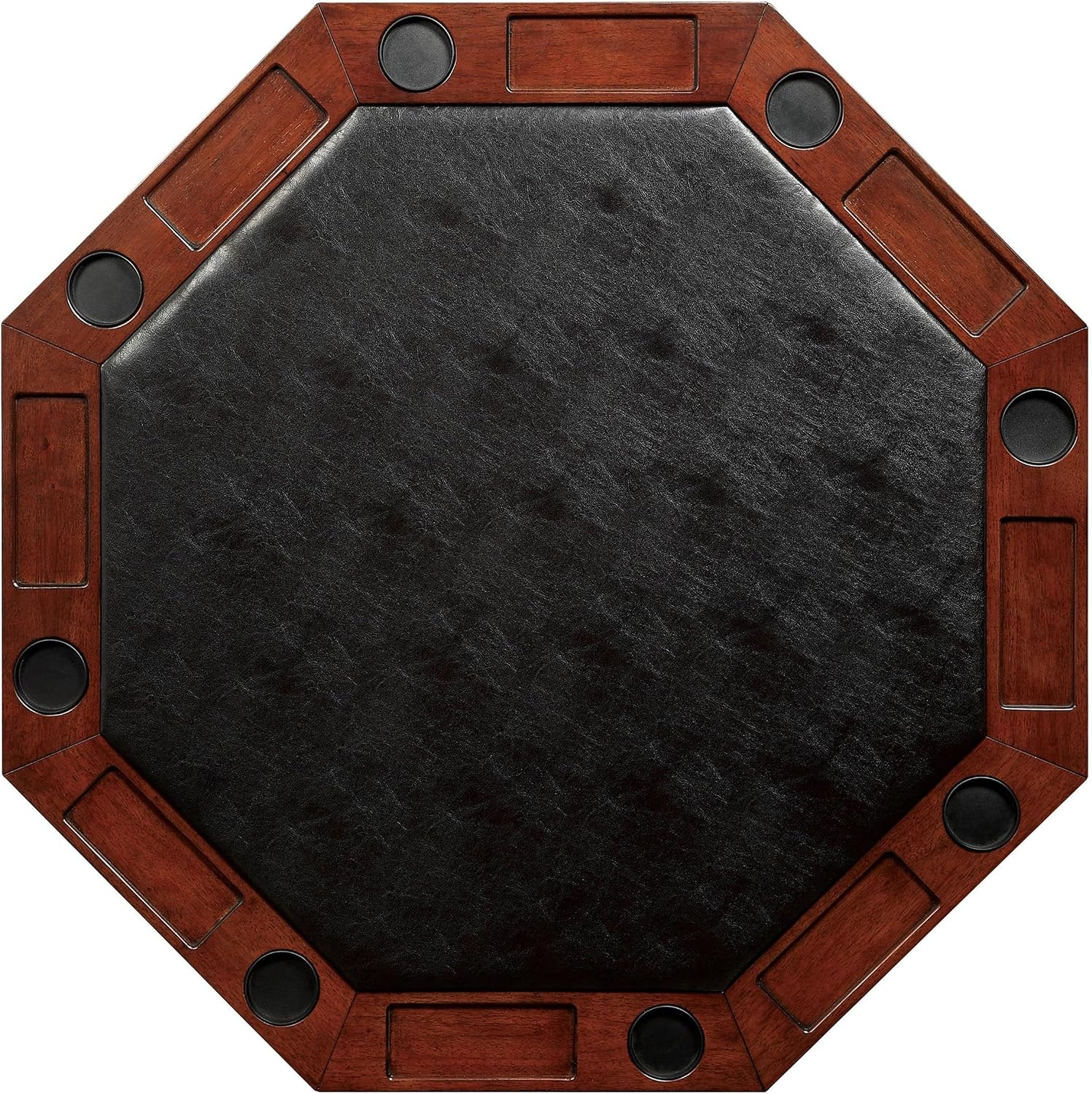 Furniture of America Deaton 48" x 48" Traditional 8-Sided Octagon-Shaped Wood Gaming Table with Inter-Changeable Top, Cupholder, Pedestal Legs