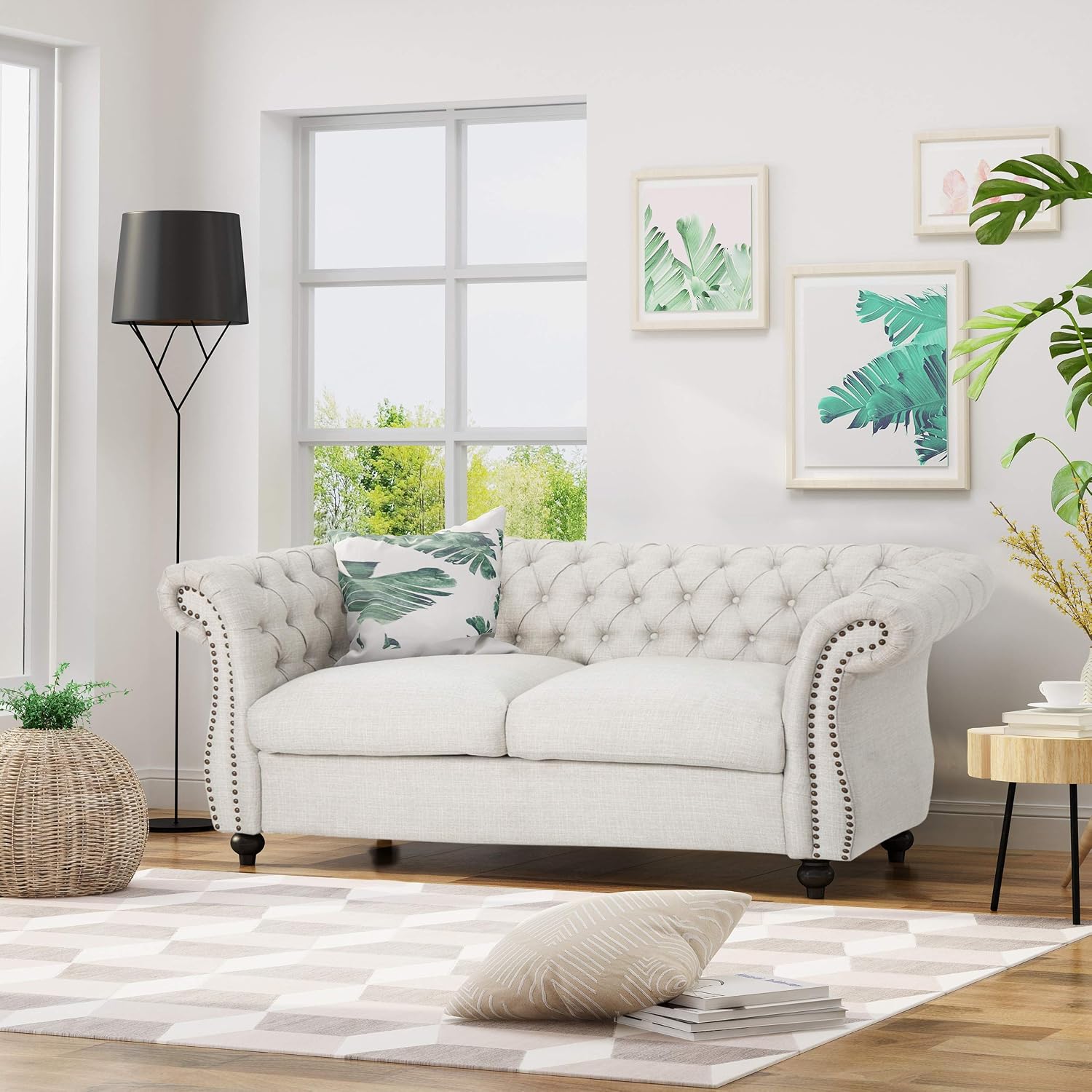 Christopher Knight Home Karen Traditional Chesterfield Loveseat Sofa, BlackBerry and Dark Brown, 61.75 x 33.75 x 27.75