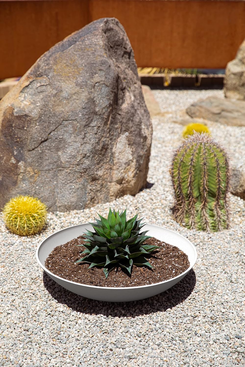 Veradek Mason Series Lane Bowl - Large Outdoor Bowl Planter | Made From a Durable Plastic-Stone Composite With Pre-Drilled Drainage Holes. Modern Patio/Tabletop Décor