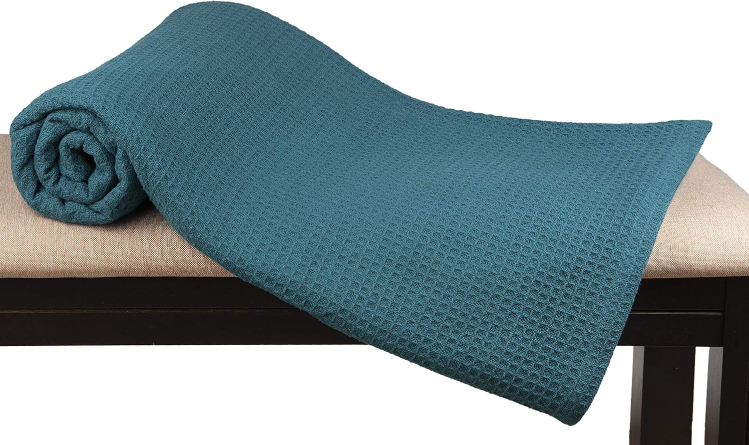 Glamburg 100% Cotton Thermal Bed Blanket, Soft Waffle, Queen Size, All Season, Navy Blue