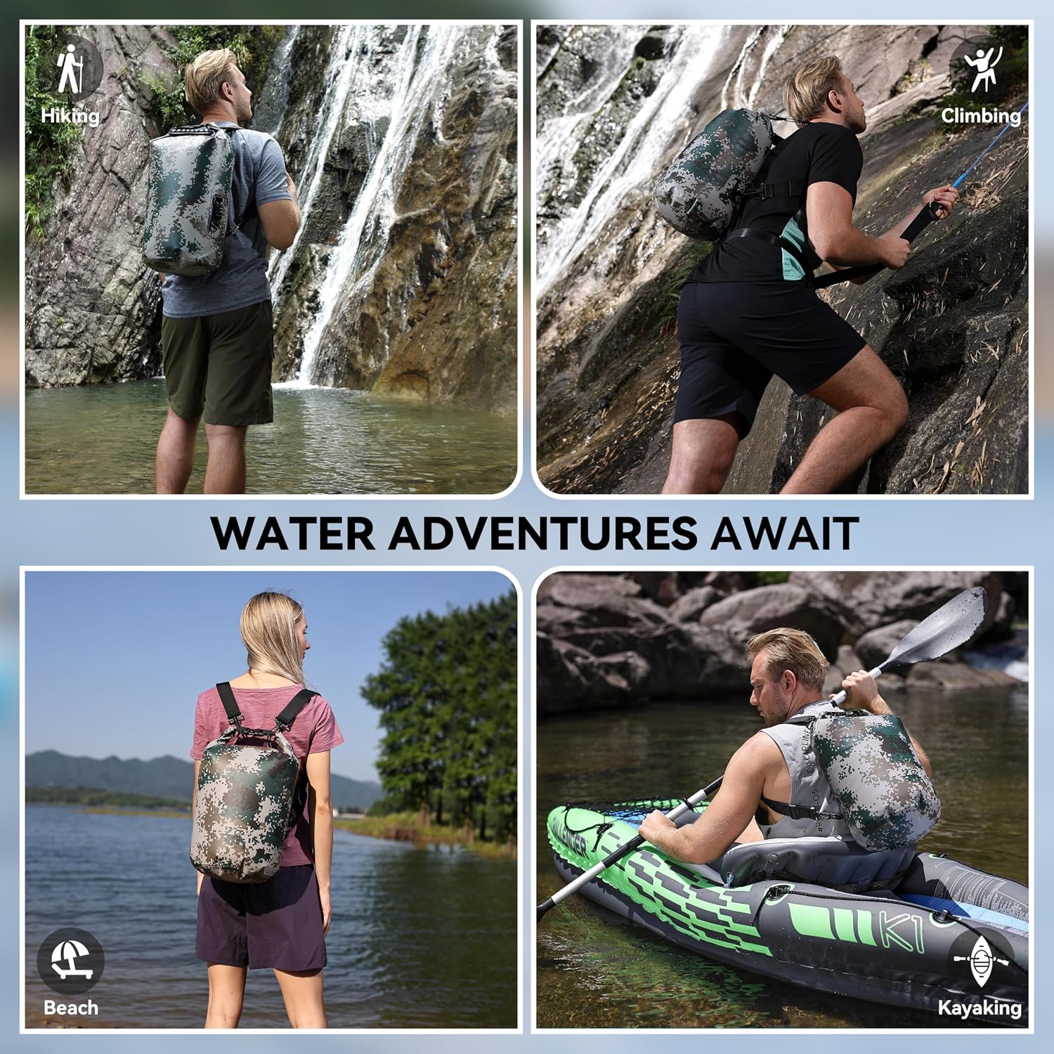 MARCHWAY Floating Waterproof Dry Bag Backpack 5L/10L/20L/30L/40L, Roll Top Sack Keeps Gear Dry for Kayaking, Rafting, Boating, Swimming, Camping, Hiking, Beach, Fishing