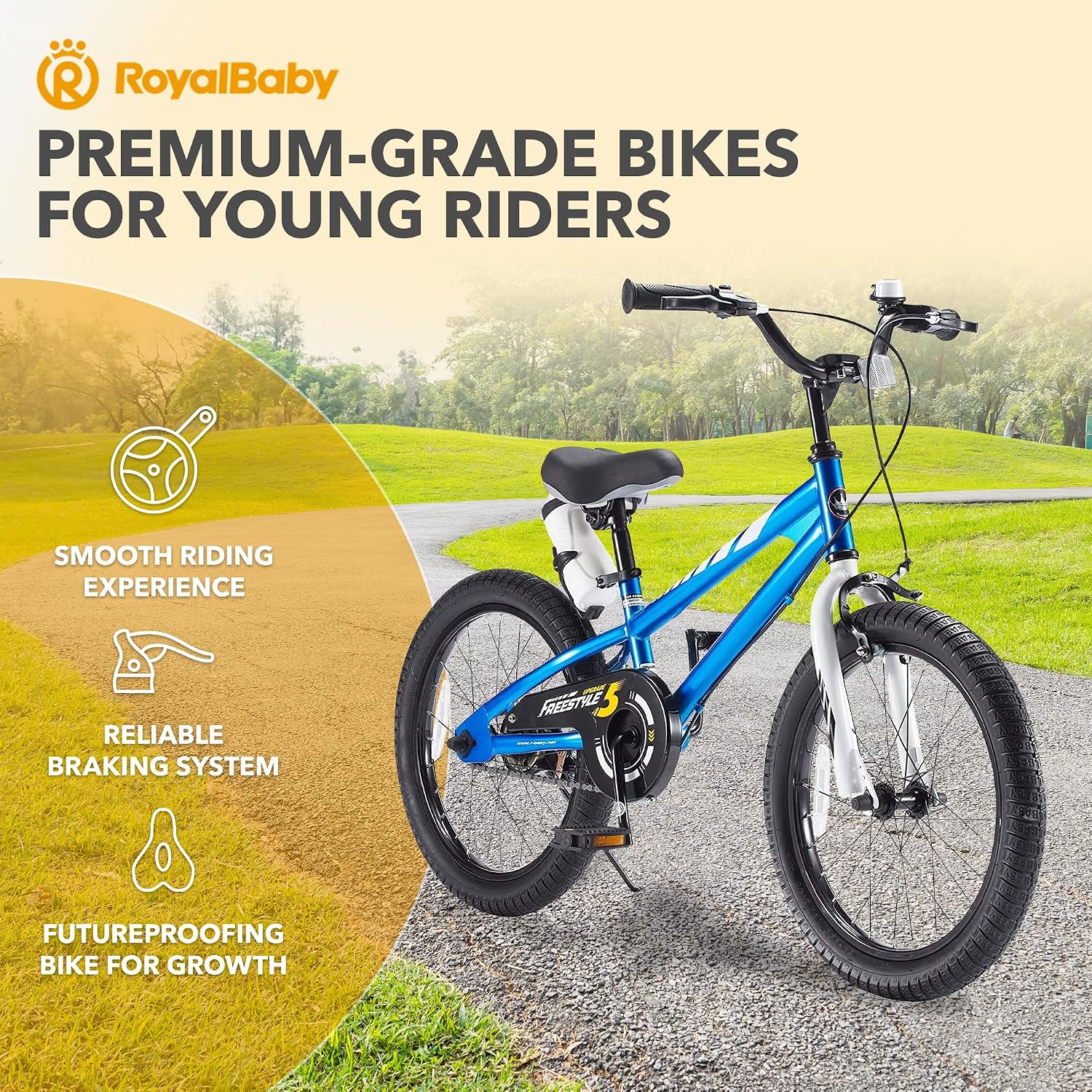 RoyalBaby Freestyle Kids Bike 12 14 16 18 20 Inch Bicycle for Boys Girls Ages 3-10 Years, Multiple Color Options