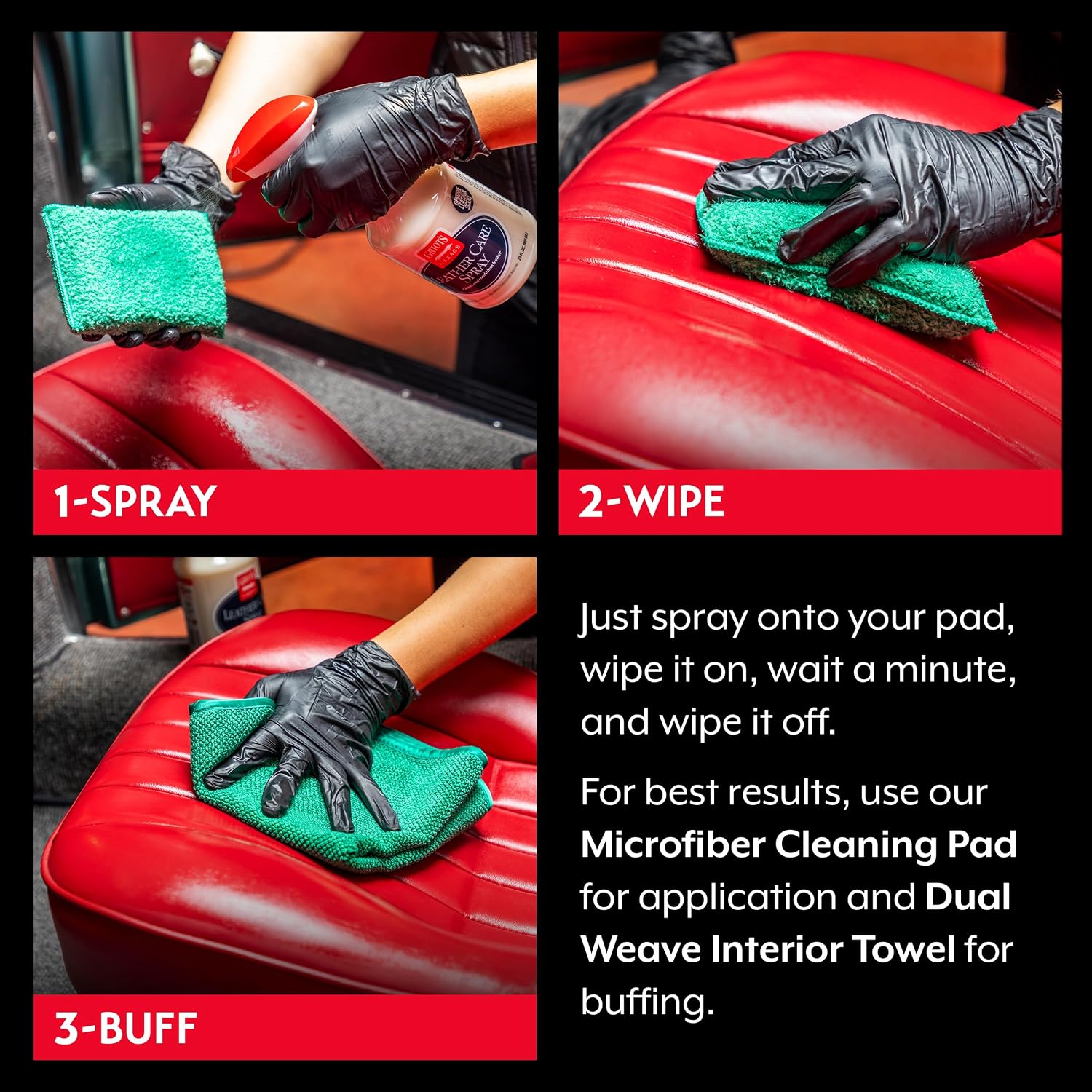 Griot's Garage Leather Care Spray, Car Seat Cleaner and Conditioner for Upholstery, Furniture, Clothing, and More, 10994, 22oz