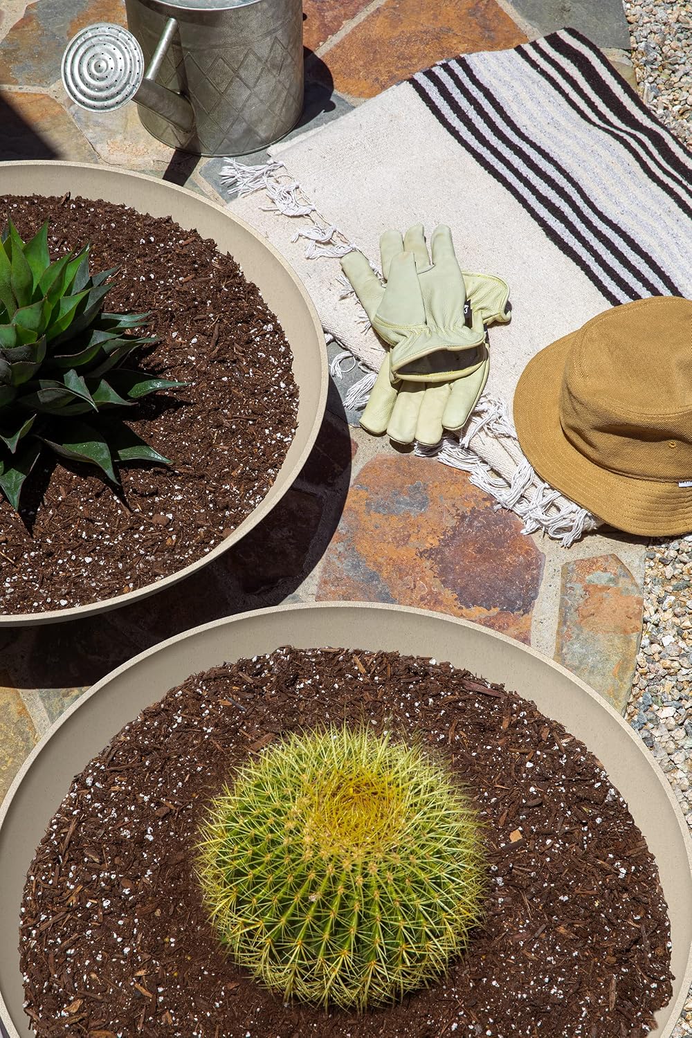Veradek Mason Series Lane Bowl - Large Outdoor Bowl Planter | Made From a Durable Plastic-Stone Composite With Pre-Drilled Drainage Holes. Modern Patio/Tabletop Décor