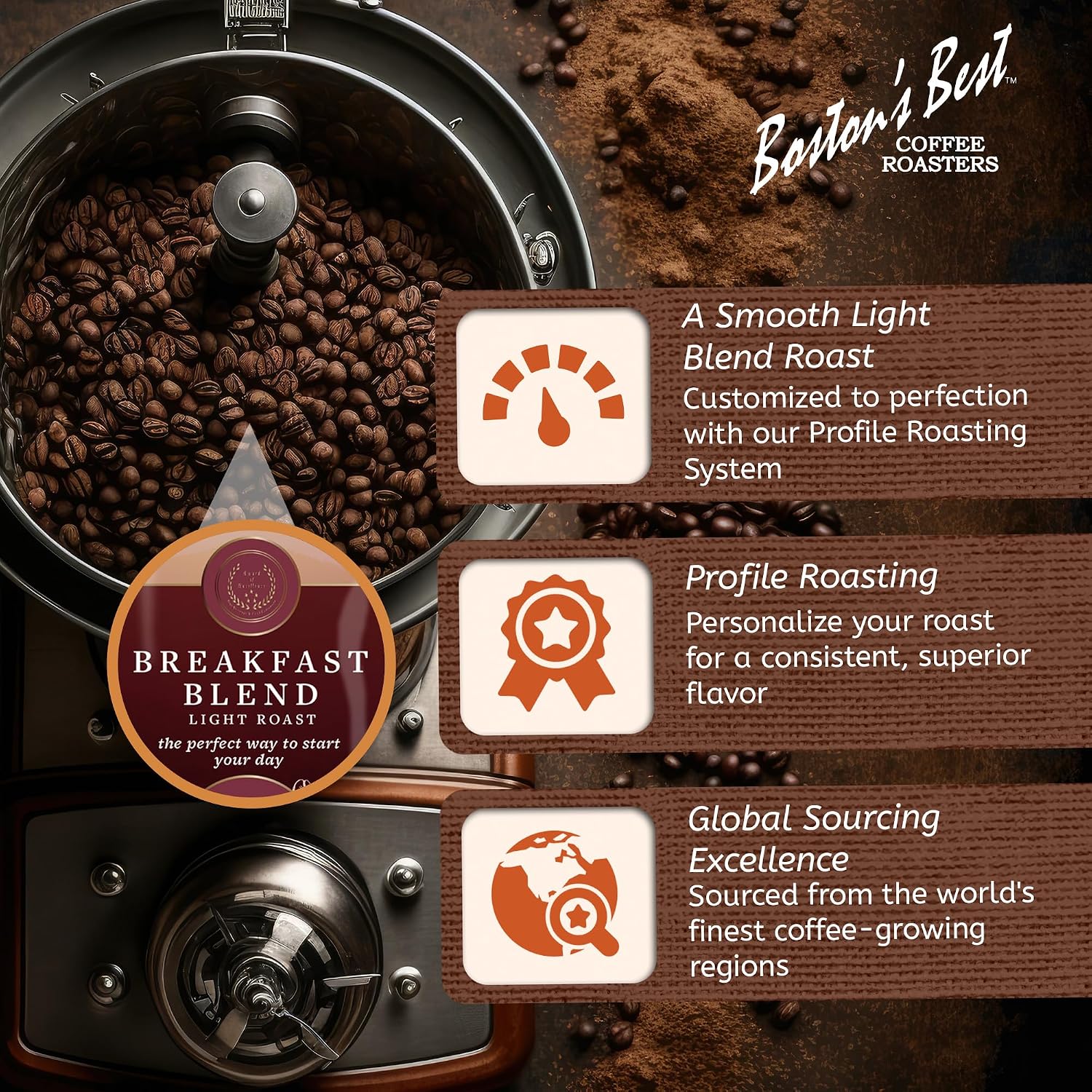 Boston’s Best Coffee - Fall-Inspired Pumpkin Spice Medium Roast Gourmet Delicious Flavored Coffee, Premium Ground - 11 oz. / 311 g Bag