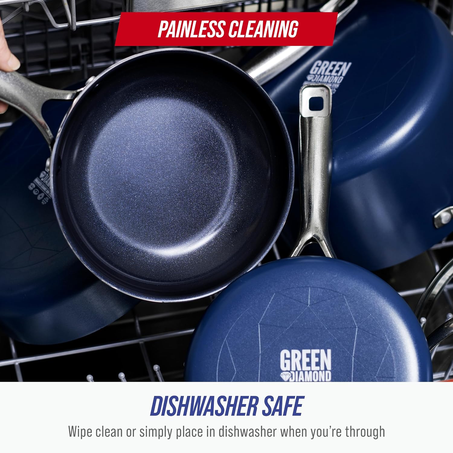Blue Diamond 10" Diamond Infused Ceramic Nonstick Frying Pan Skillet, Blue | PFAS-Free Ceramic Nonstick, Dishwasher & Oven Safe, Stay Cool Handle, Durable Metal Utensil Safe, Egg & Omelet Pan