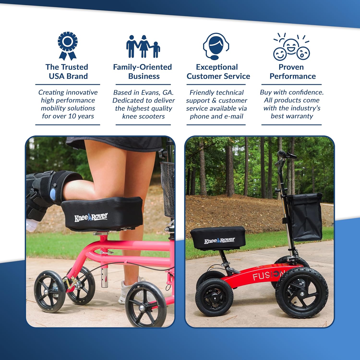 KneeRover Memory Pad Knee Scooter Pad Cover Cushion Accessory | Removable Cover, Comfortable Memory Foam Cushion Insert, Fits Most KneeRover Models